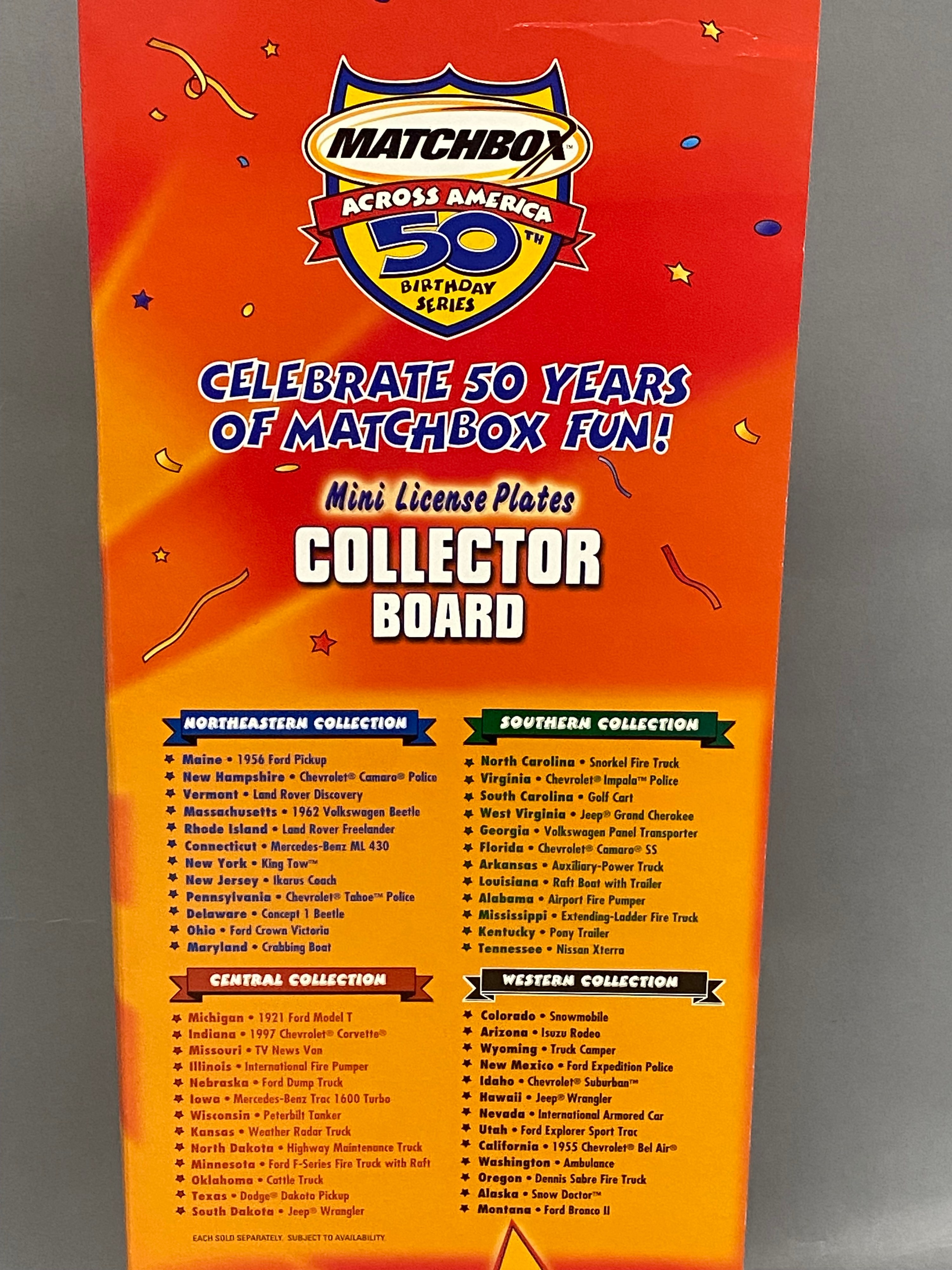2 Matchbox 50th Anniversary Mini License Plate Boards