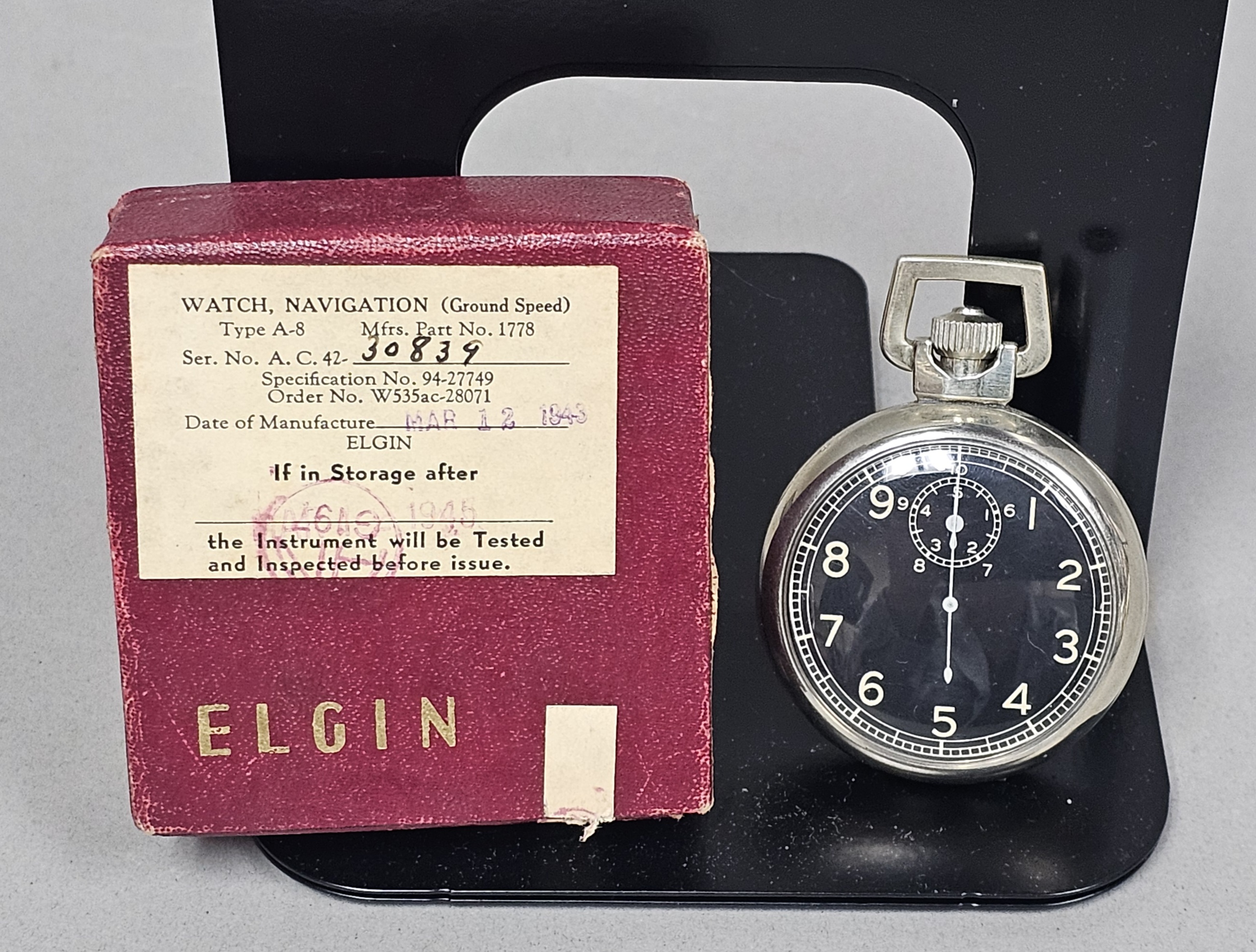 Elgin Base Metal A-8 Navigation Stopwatch