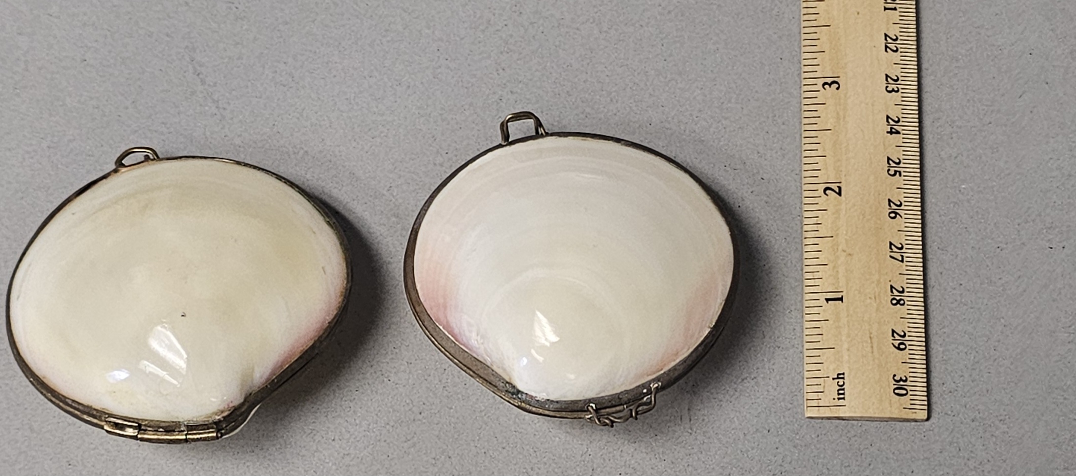 Natural Shell & Brass Hinged Trinket Boxes