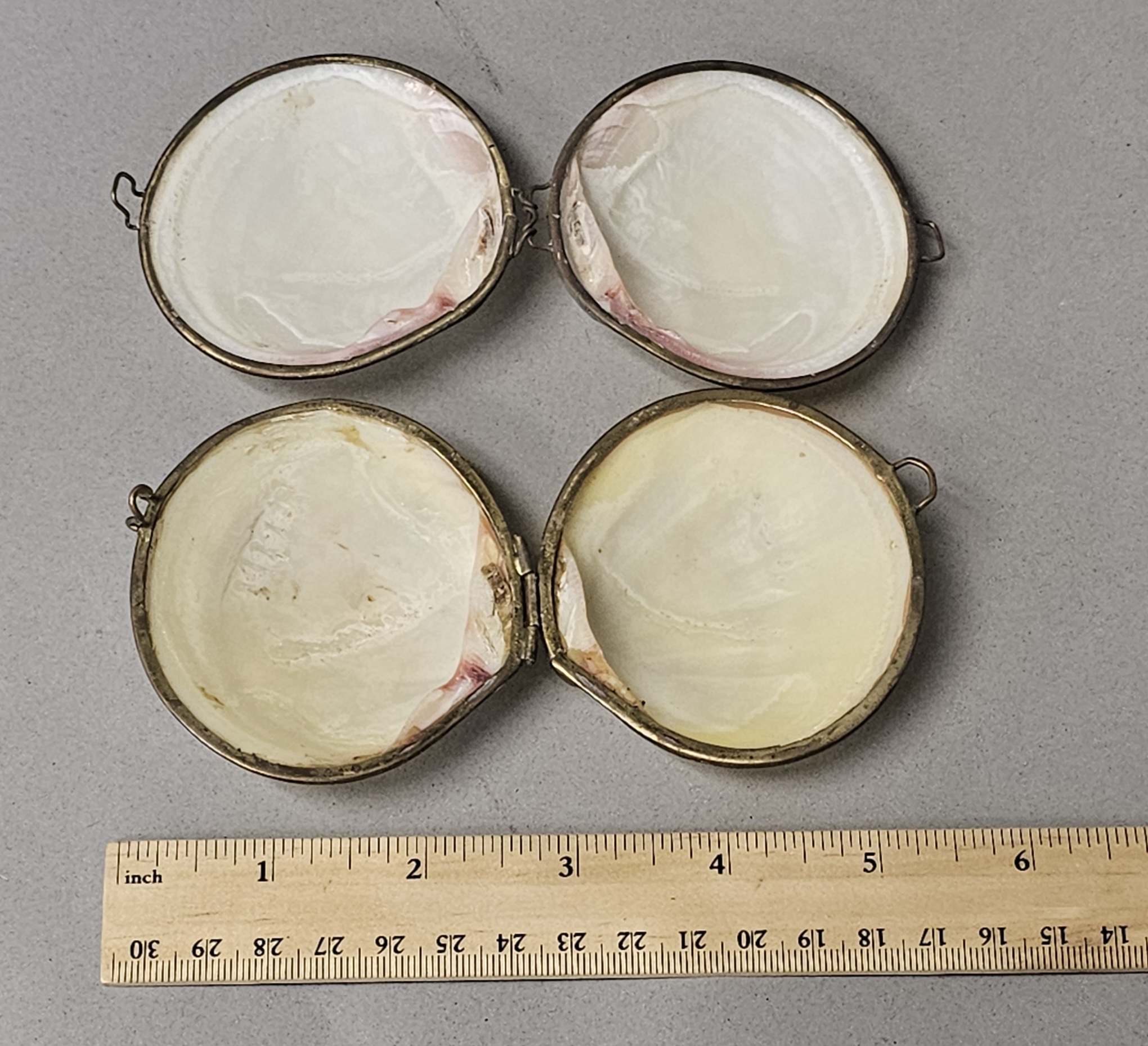 Natural Shell & Brass Hinged Trinket Boxes