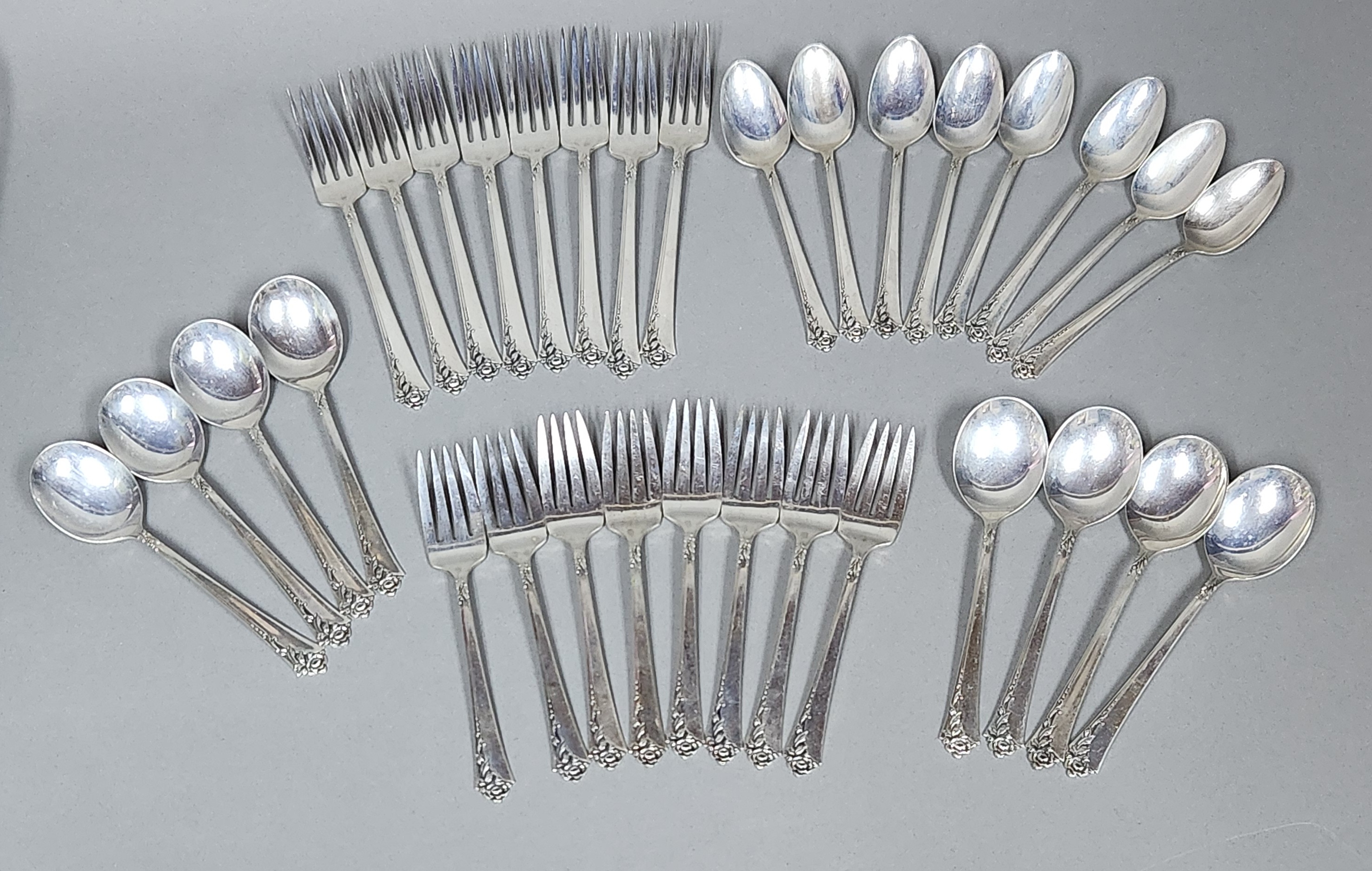Heirloom Sterling Damask Rose Flatware 1464.64 Grams