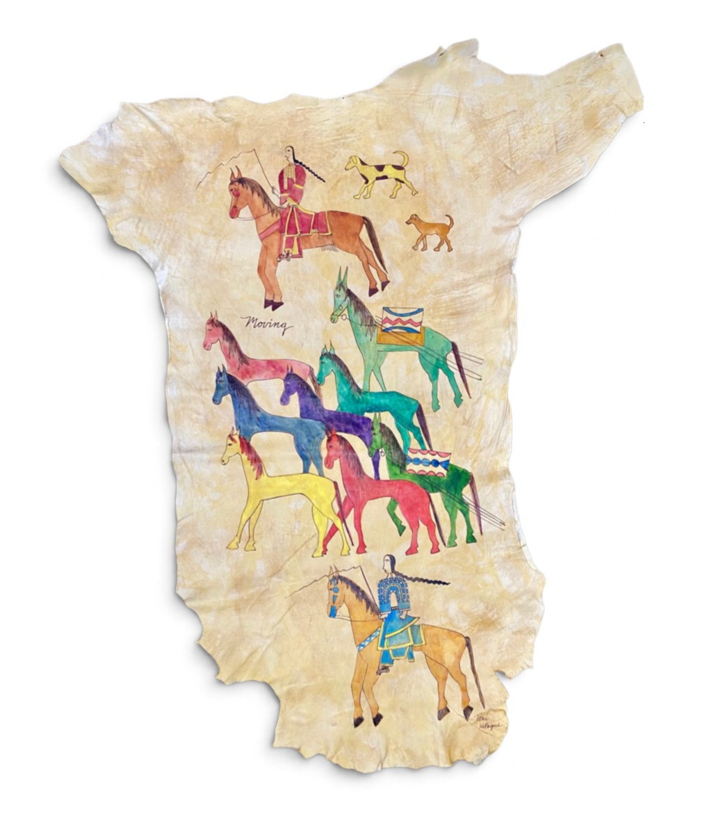 Toni M Payne Painted Animal Hide Moving (Signed)