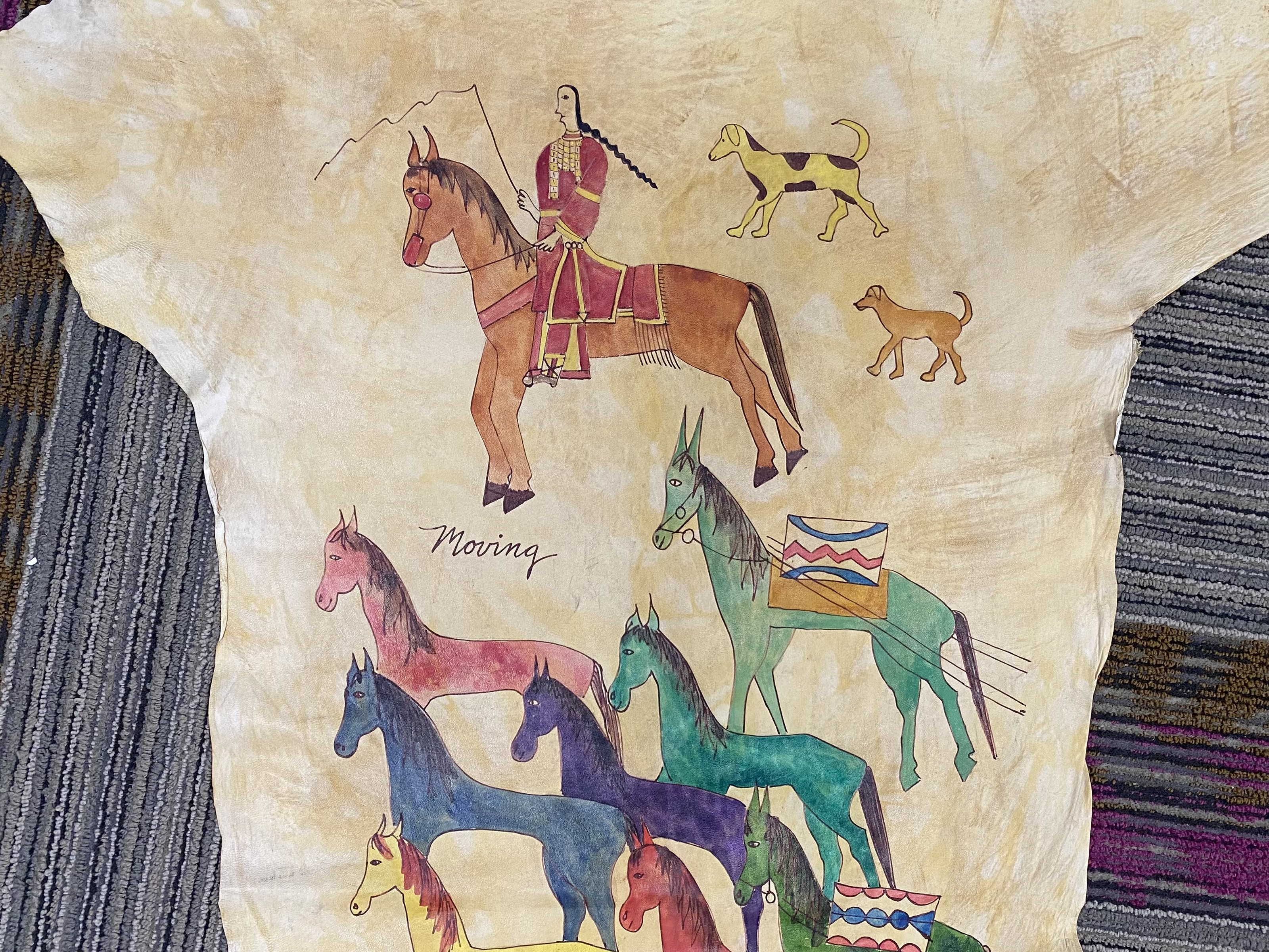 Toni M Payne Painted Animal Hide Moving (Signed)