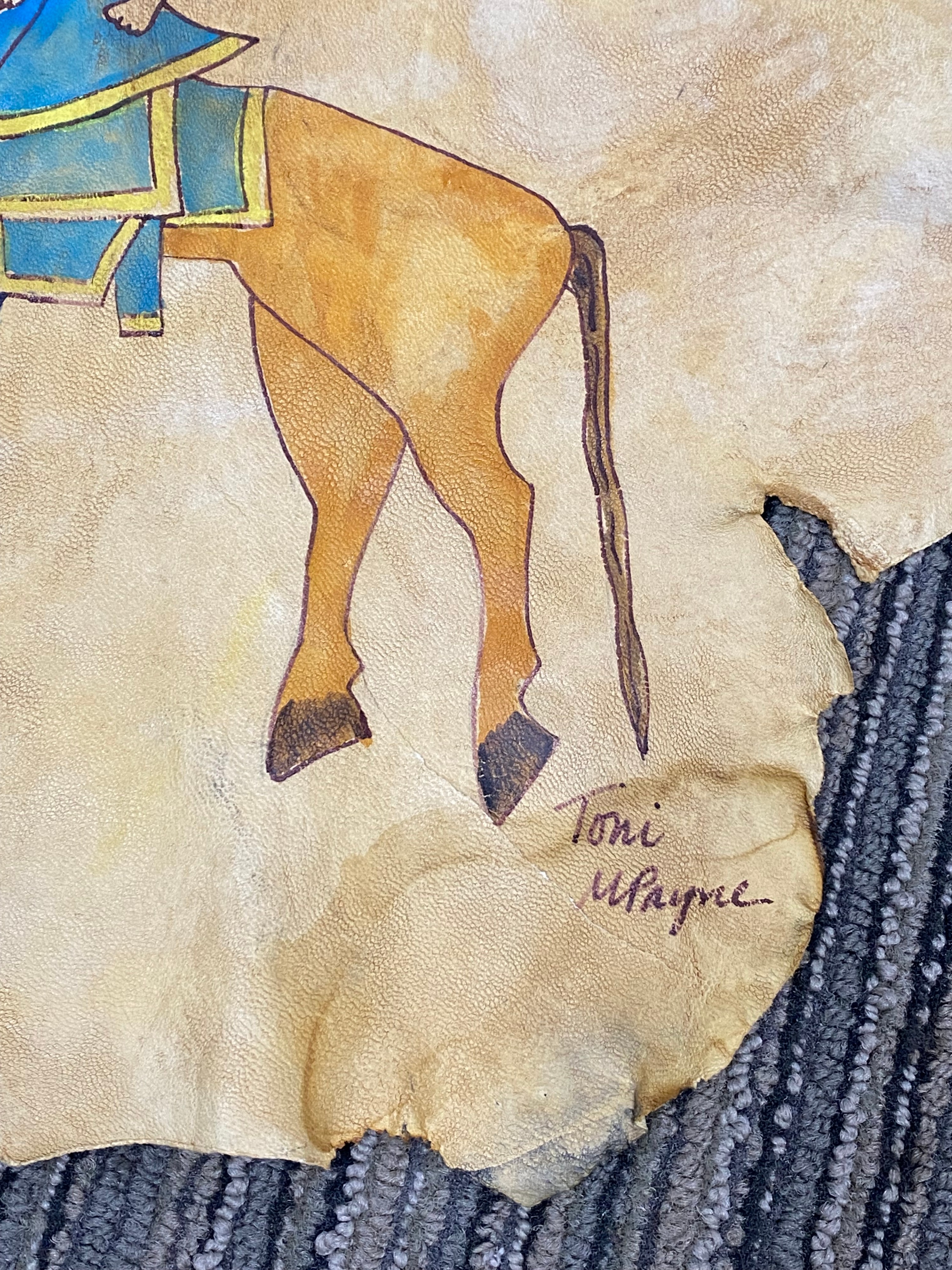 Toni M Payne Painted Animal Hide Moving (Signed)