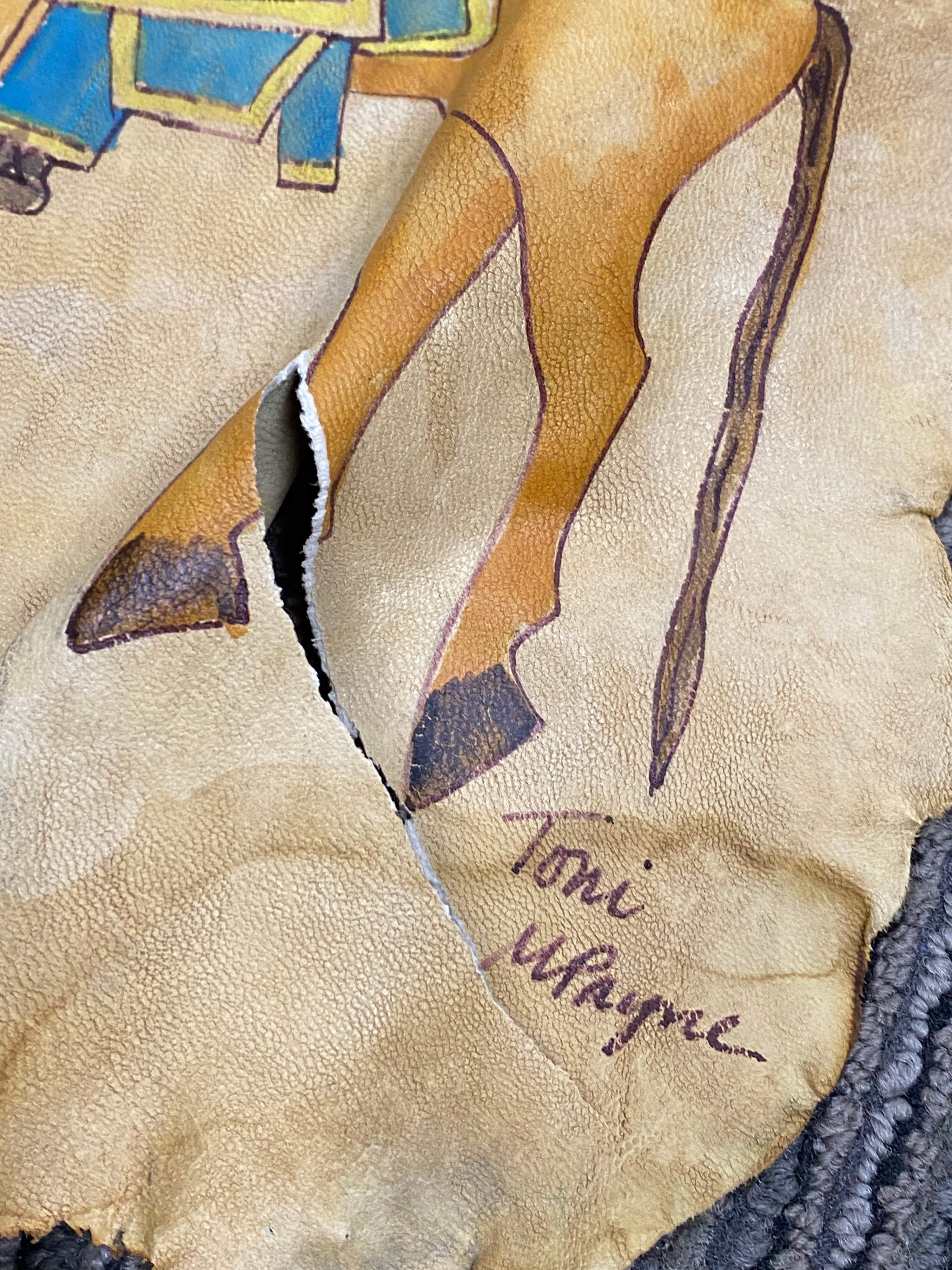 Toni M Payne Painted Animal Hide Moving (Signed)