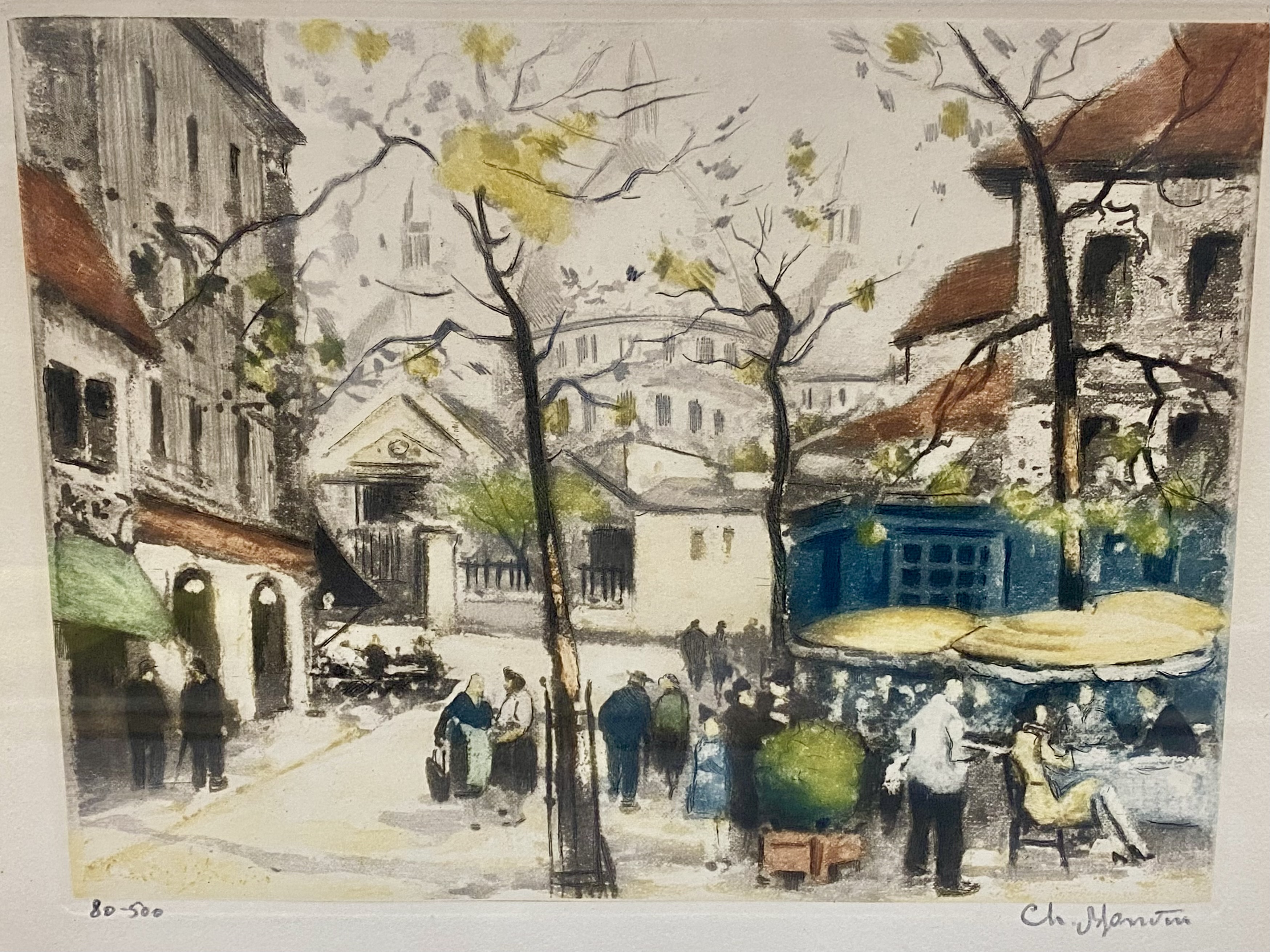 Ch. Martin Signed Paris Scenes Color Etchings