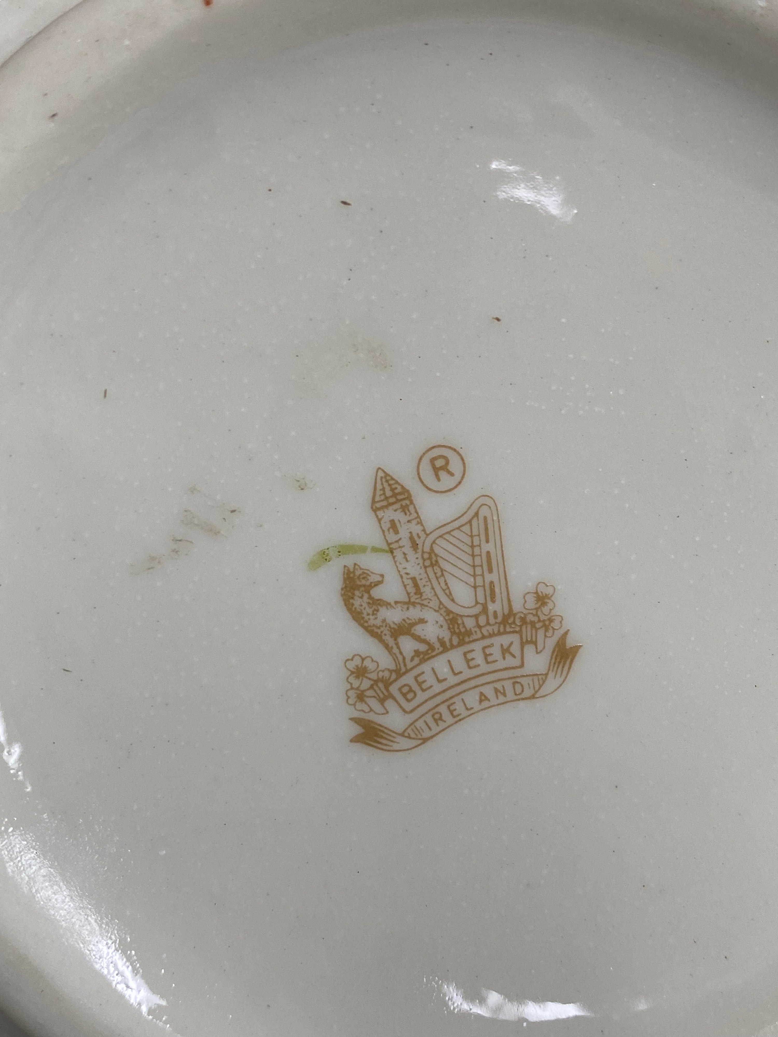 Belleek Shamrock Porcelain Basketweave Tea Set