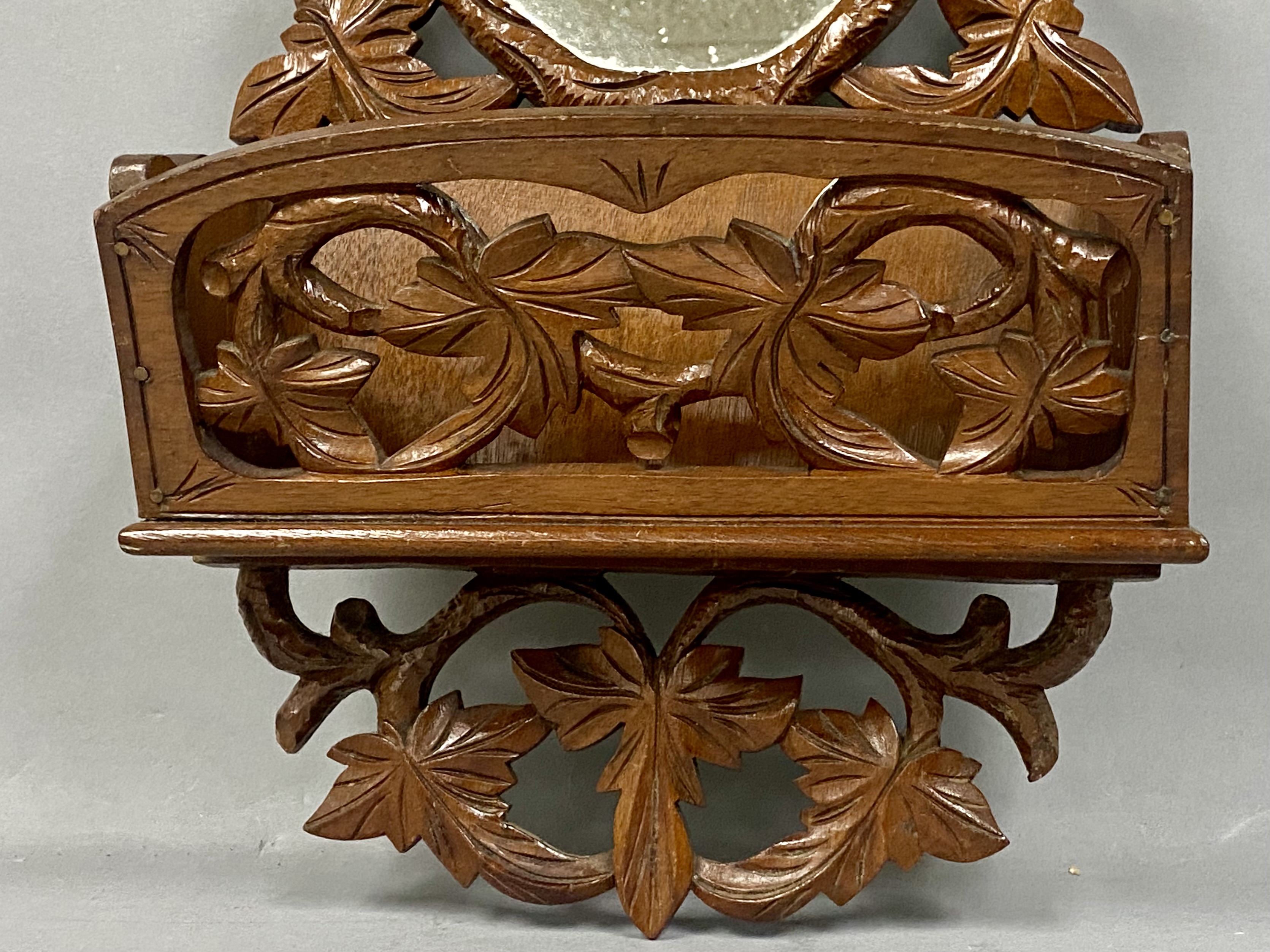 Carved Wooden Wall Pocket Mirror