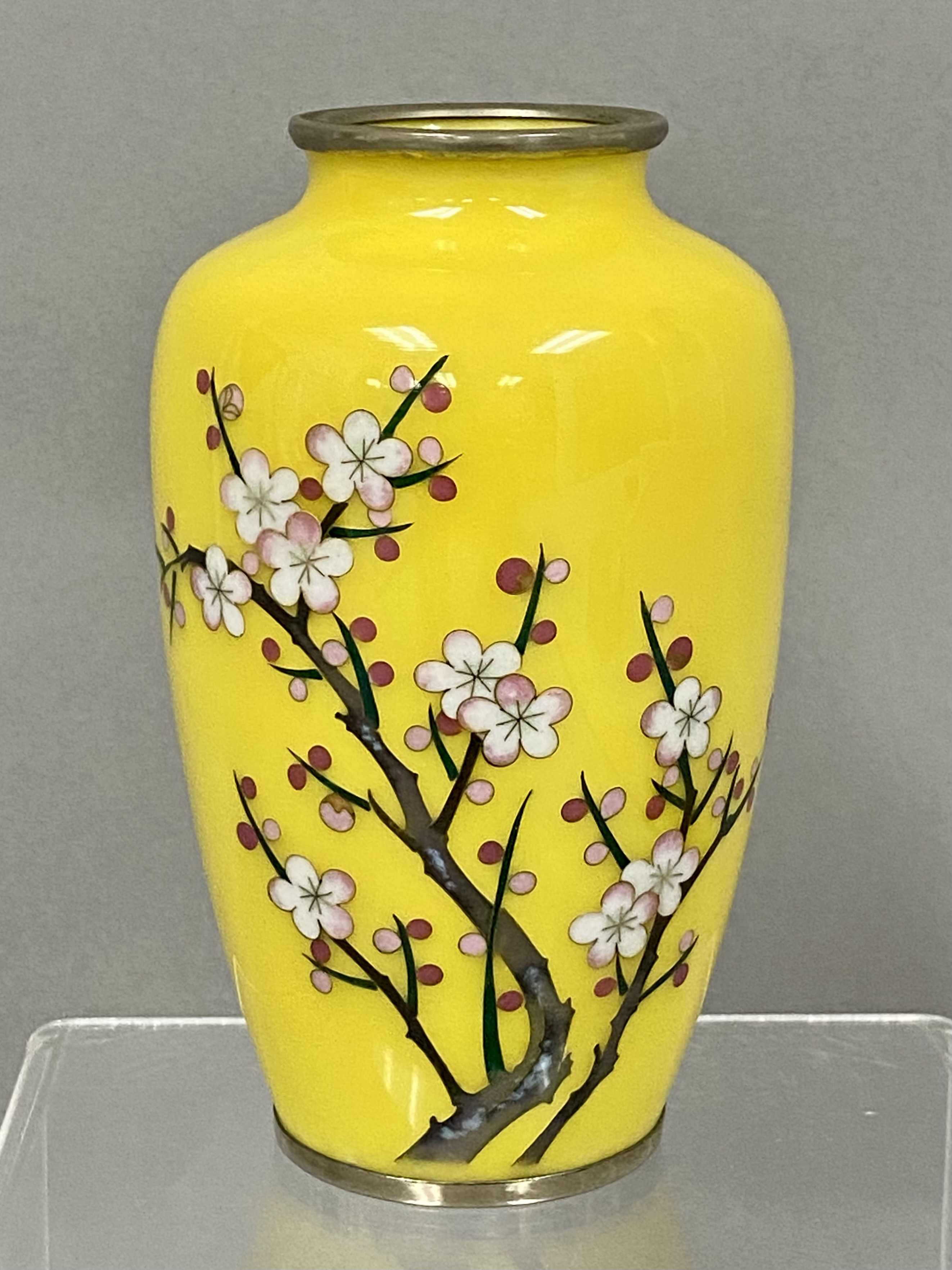 Sato Cloisonne Japanese Yellow Enamel Vase