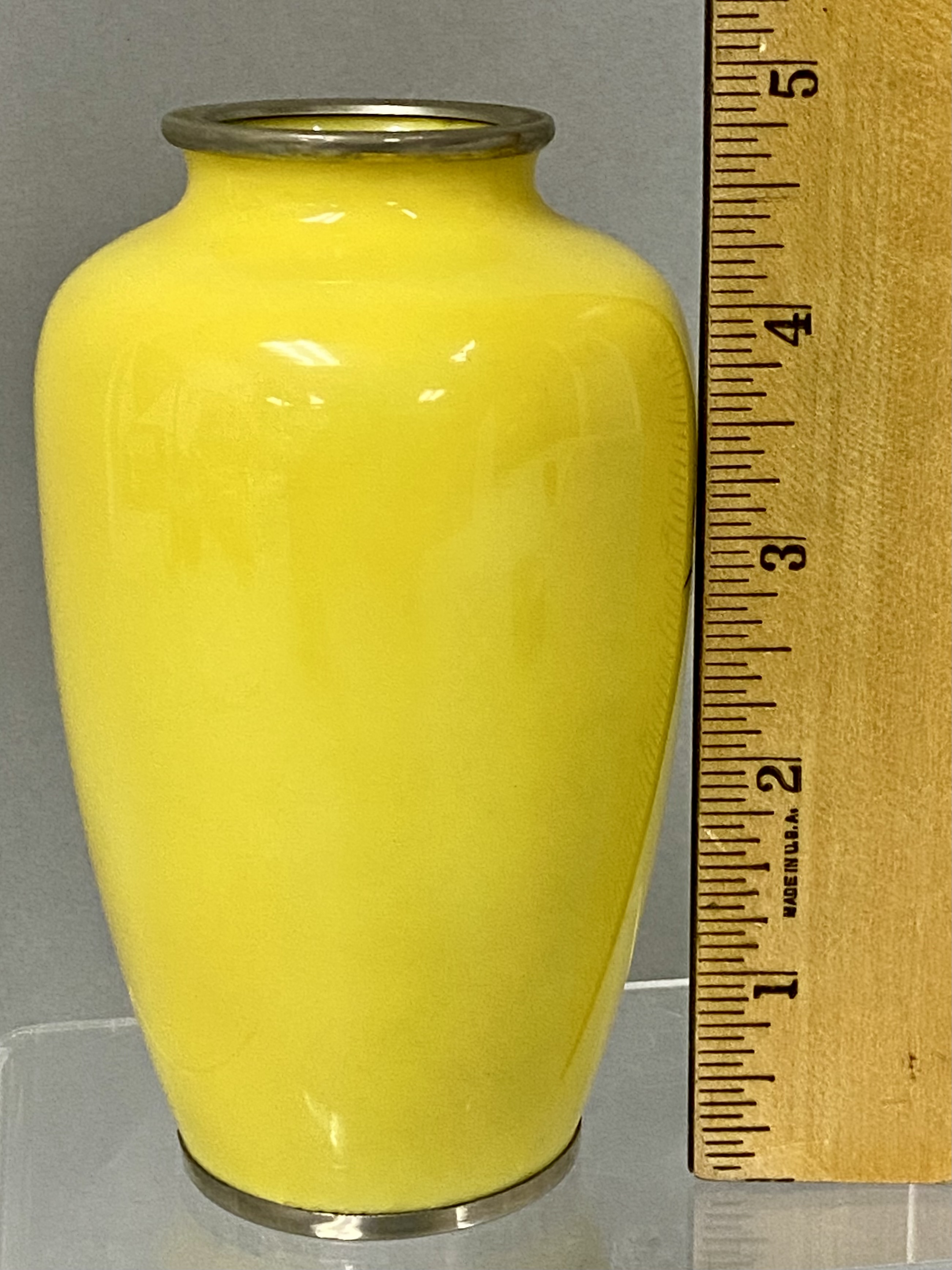 Sato Cloisonne Japanese Yellow Enamel Vase