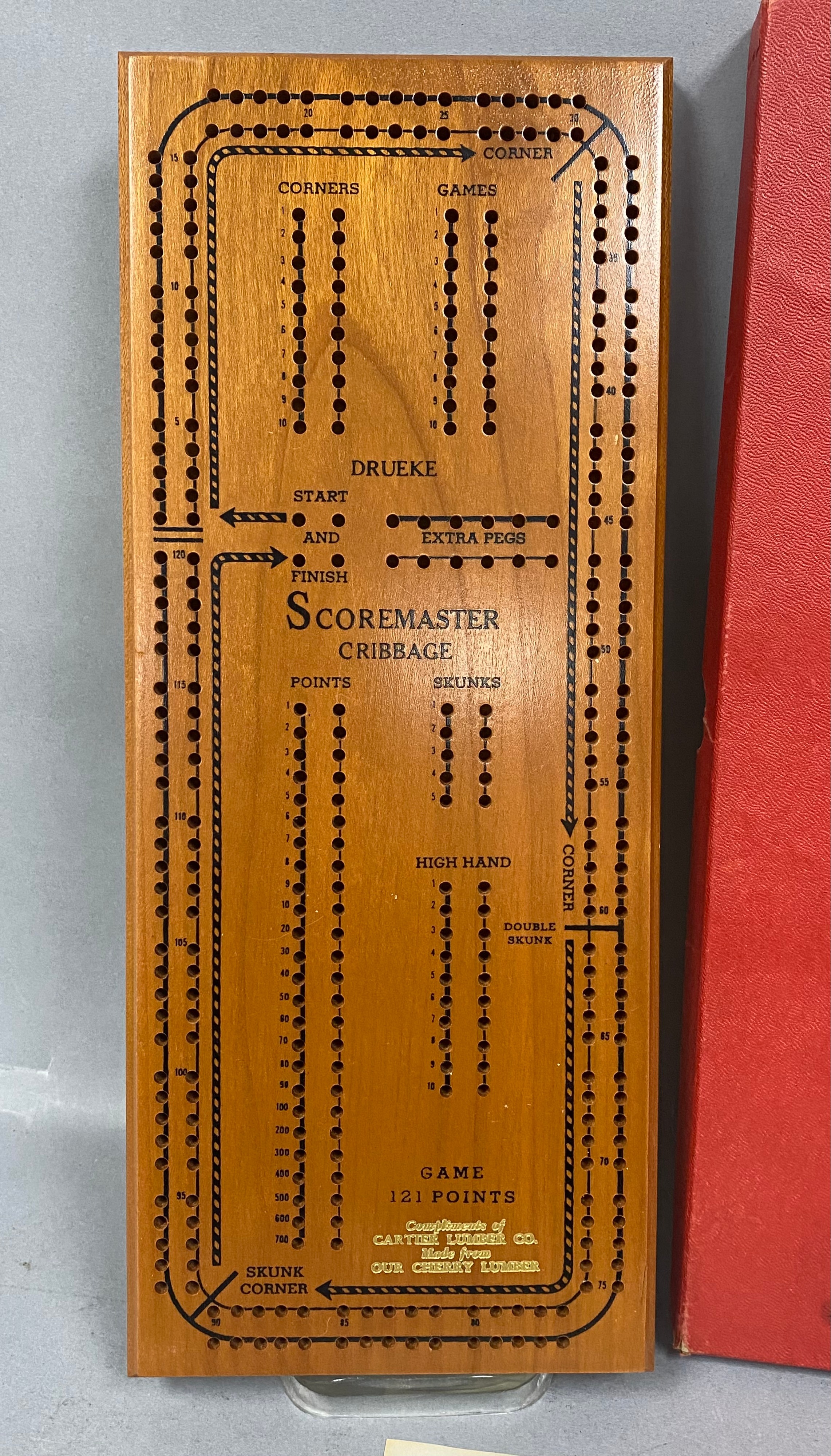 Drueke Cherry Scoremaster Cribbage Board No 1150