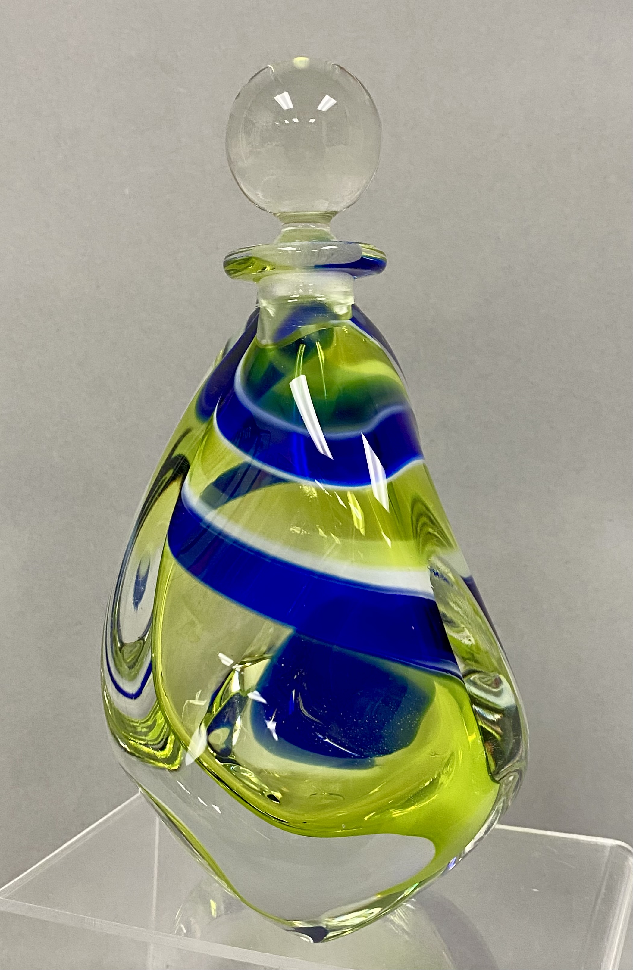 Blown Art Glass Stoppered Perfume Bottle
