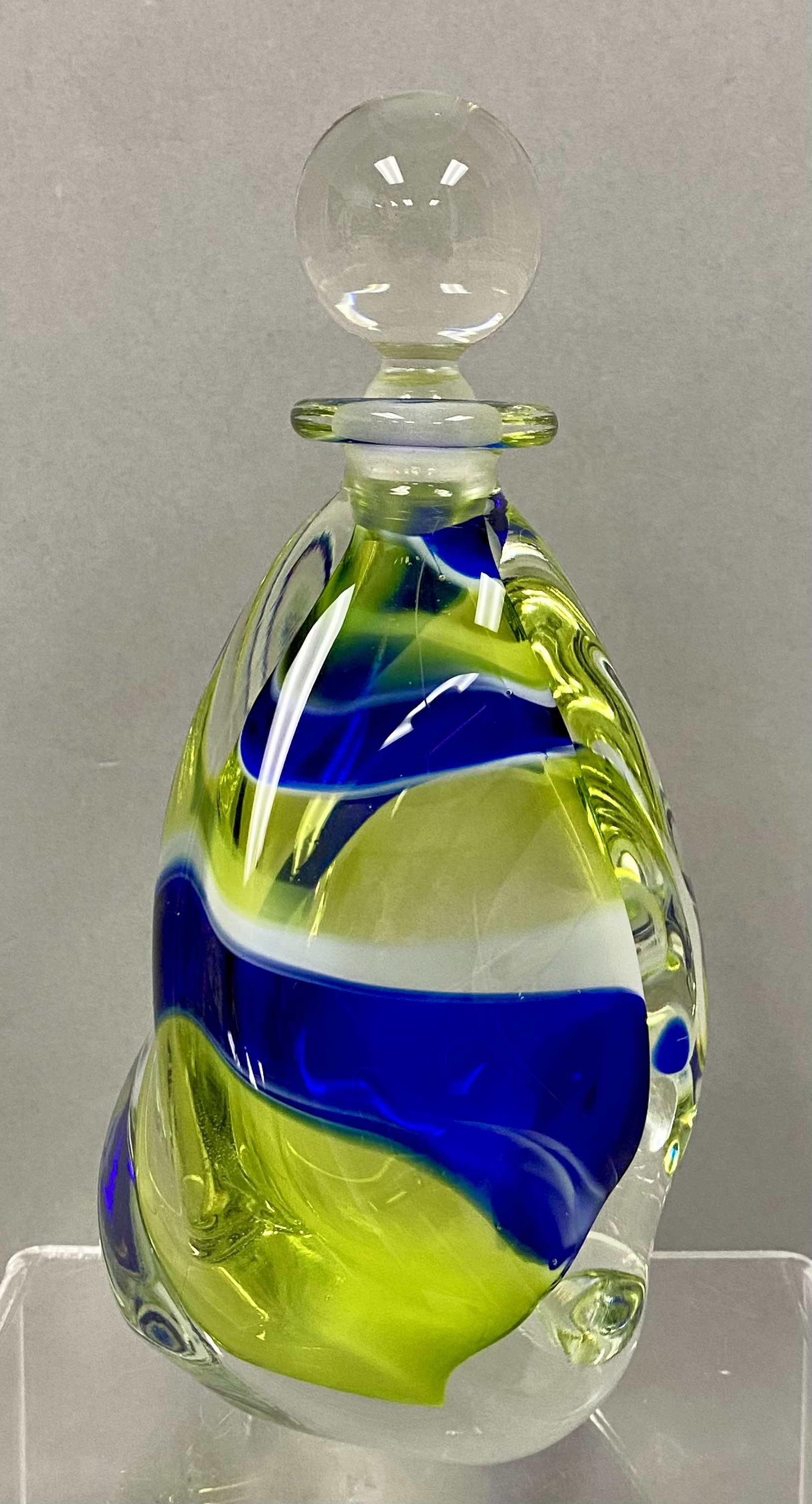 Blown Art Glass Stoppered Perfume Bottle