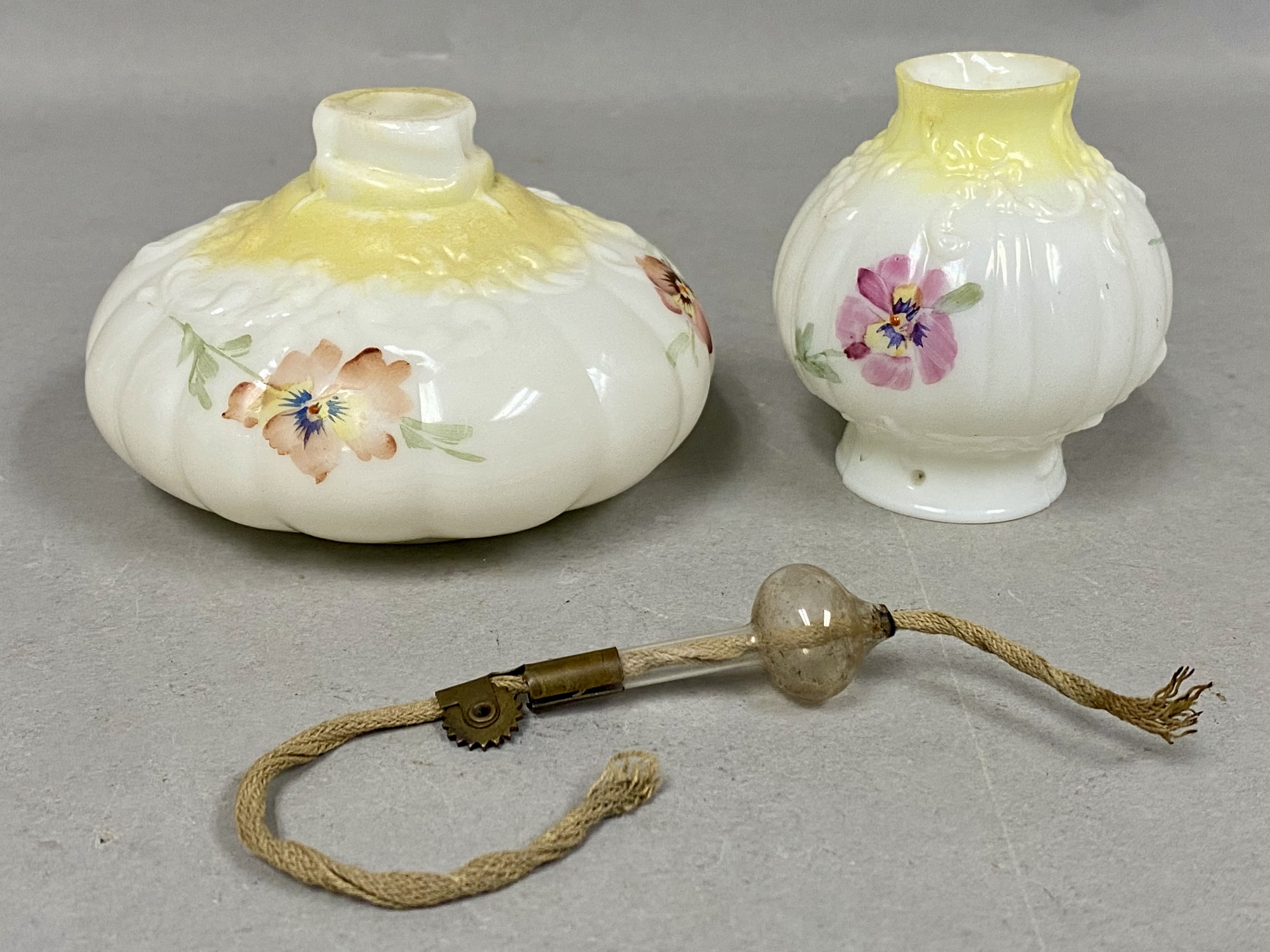 Milk Glass Hand Painted Pansy Miniature Lamp