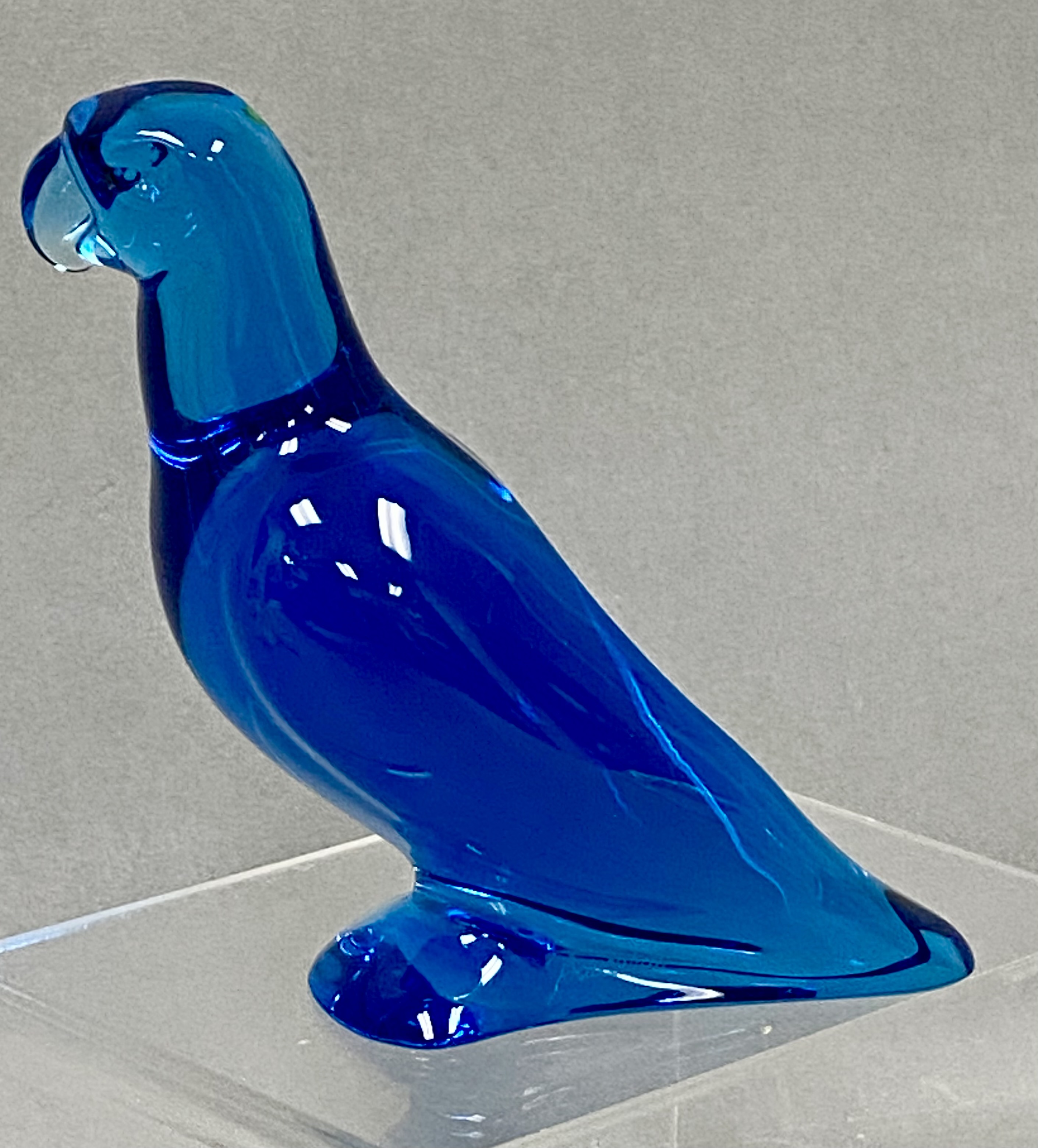 Baccarat Cobalt Blue Crystal Parrot Figurine