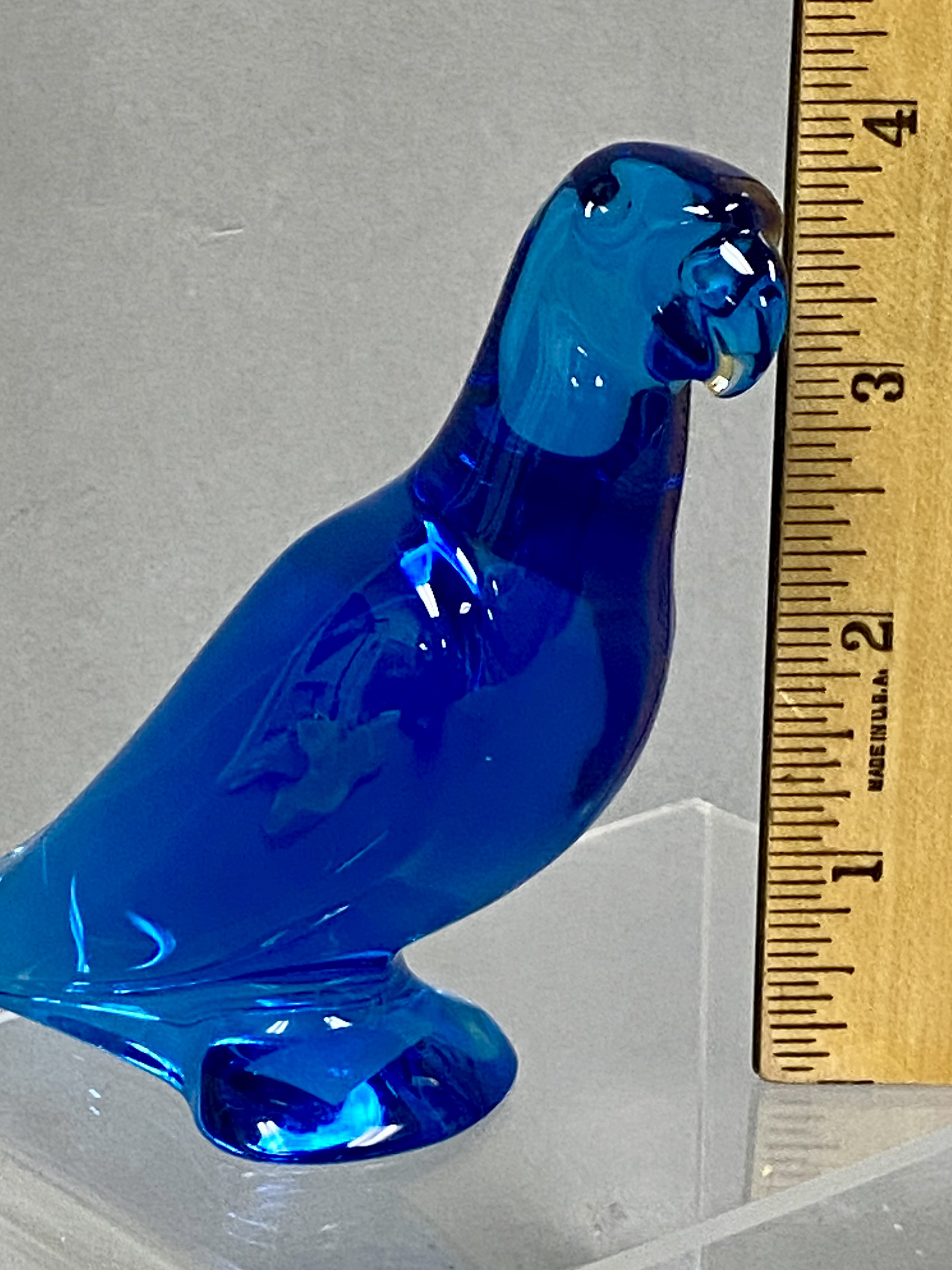 Baccarat Cobalt Blue Crystal Parrot Figurine