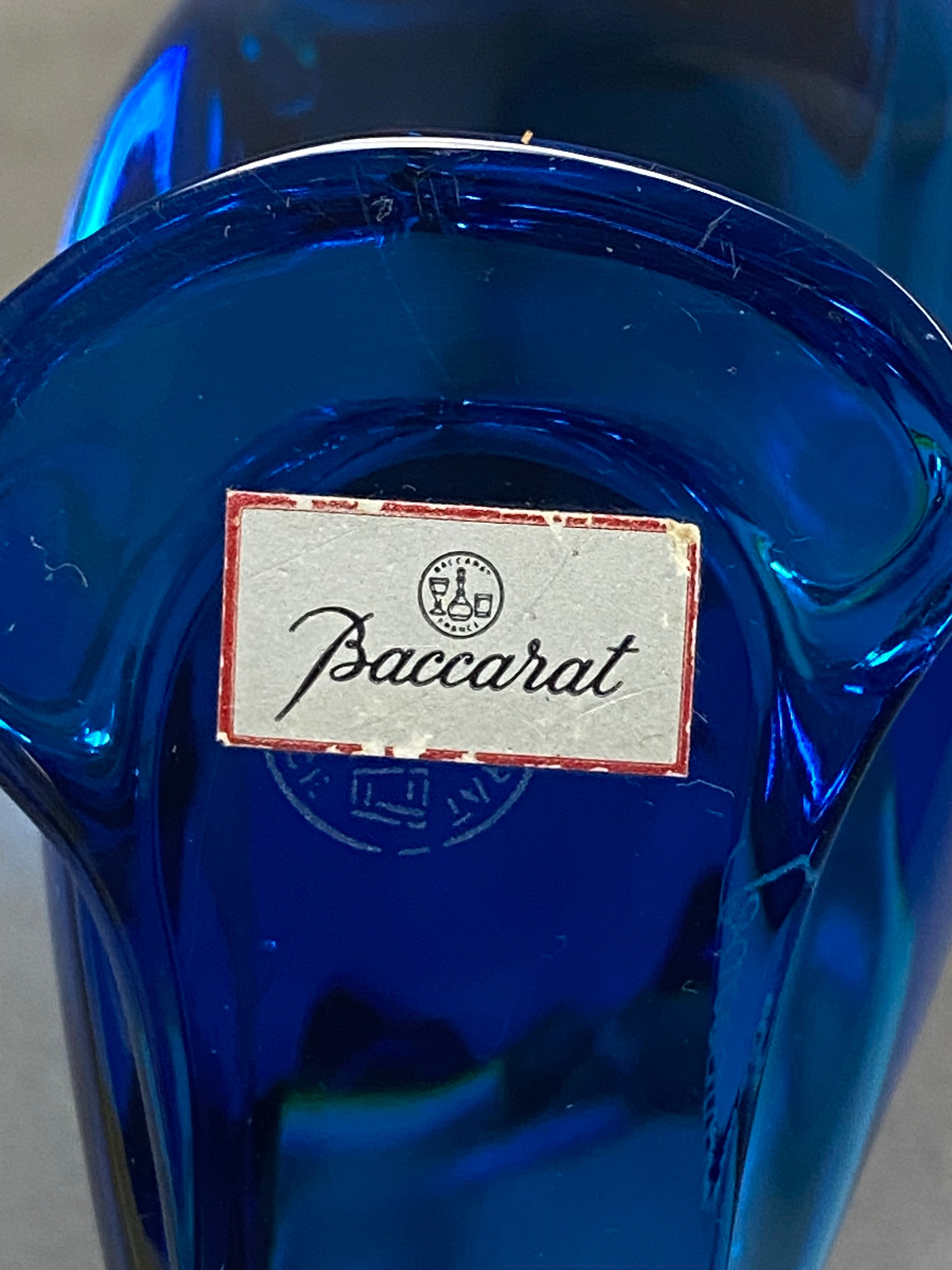 Baccarat Cobalt Blue Crystal Parrot Figurine