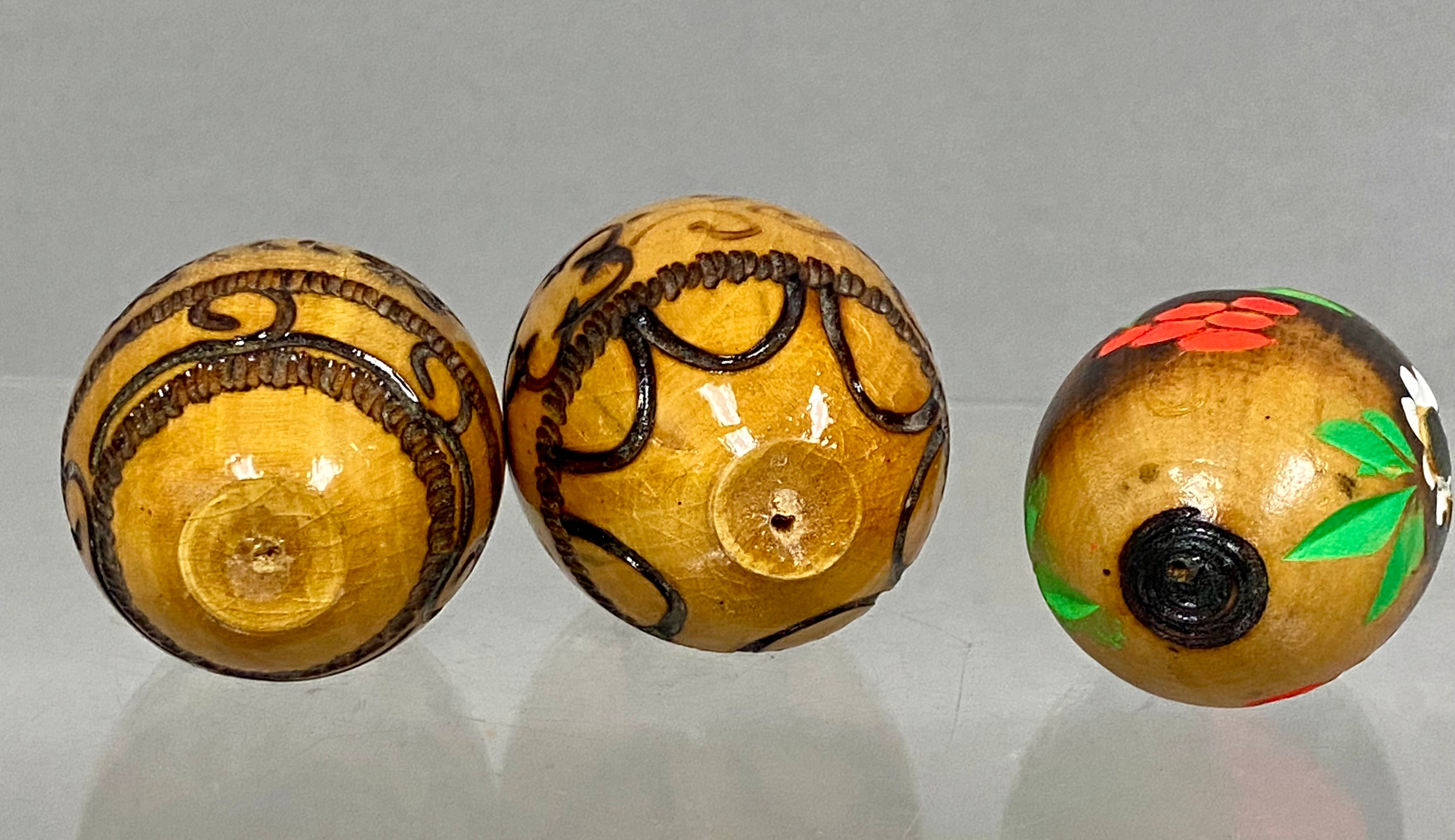 Trio of Hand Decorated Wooden Eggs