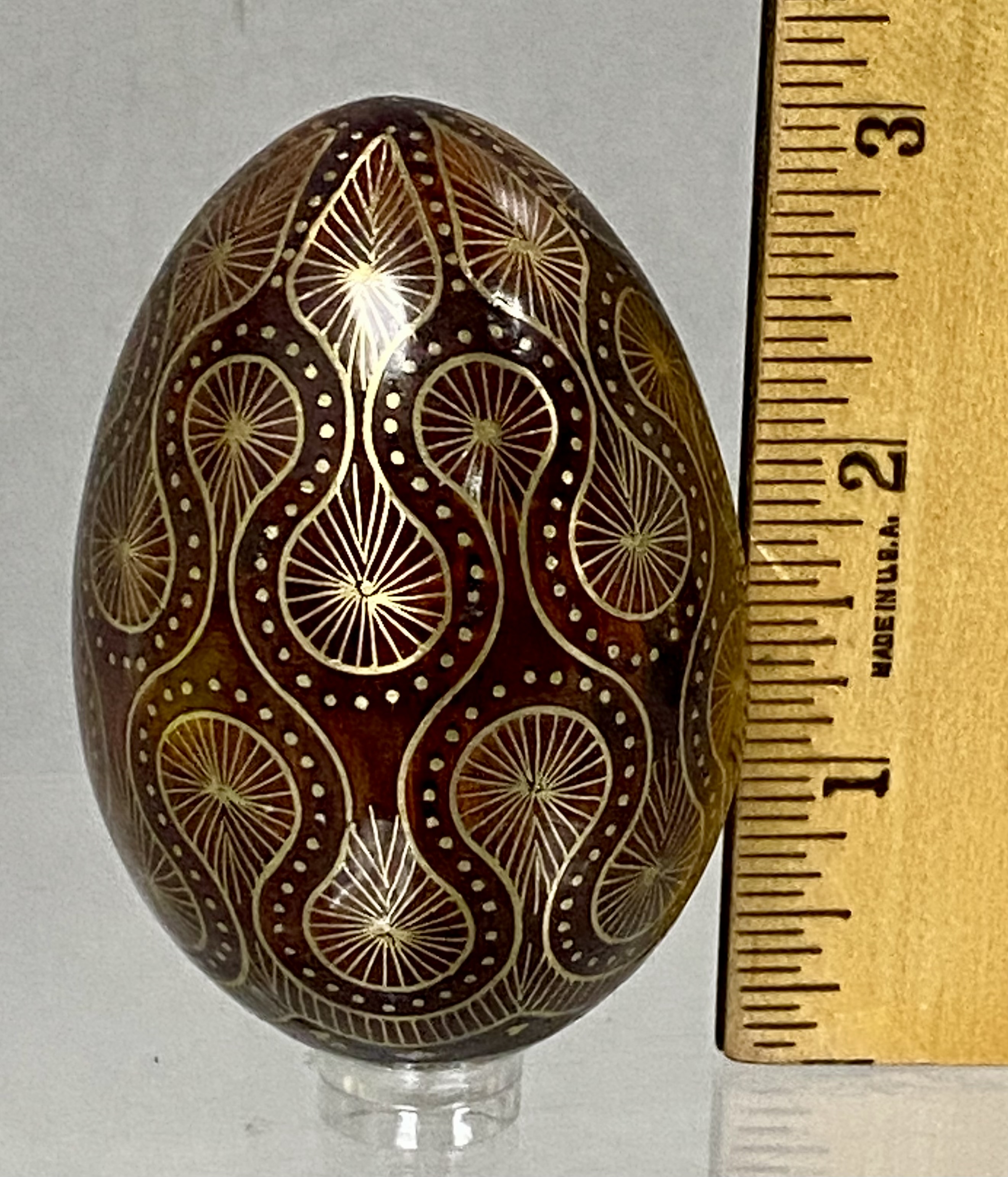 3 Decorative Stone Brass & Lacquer Eggs