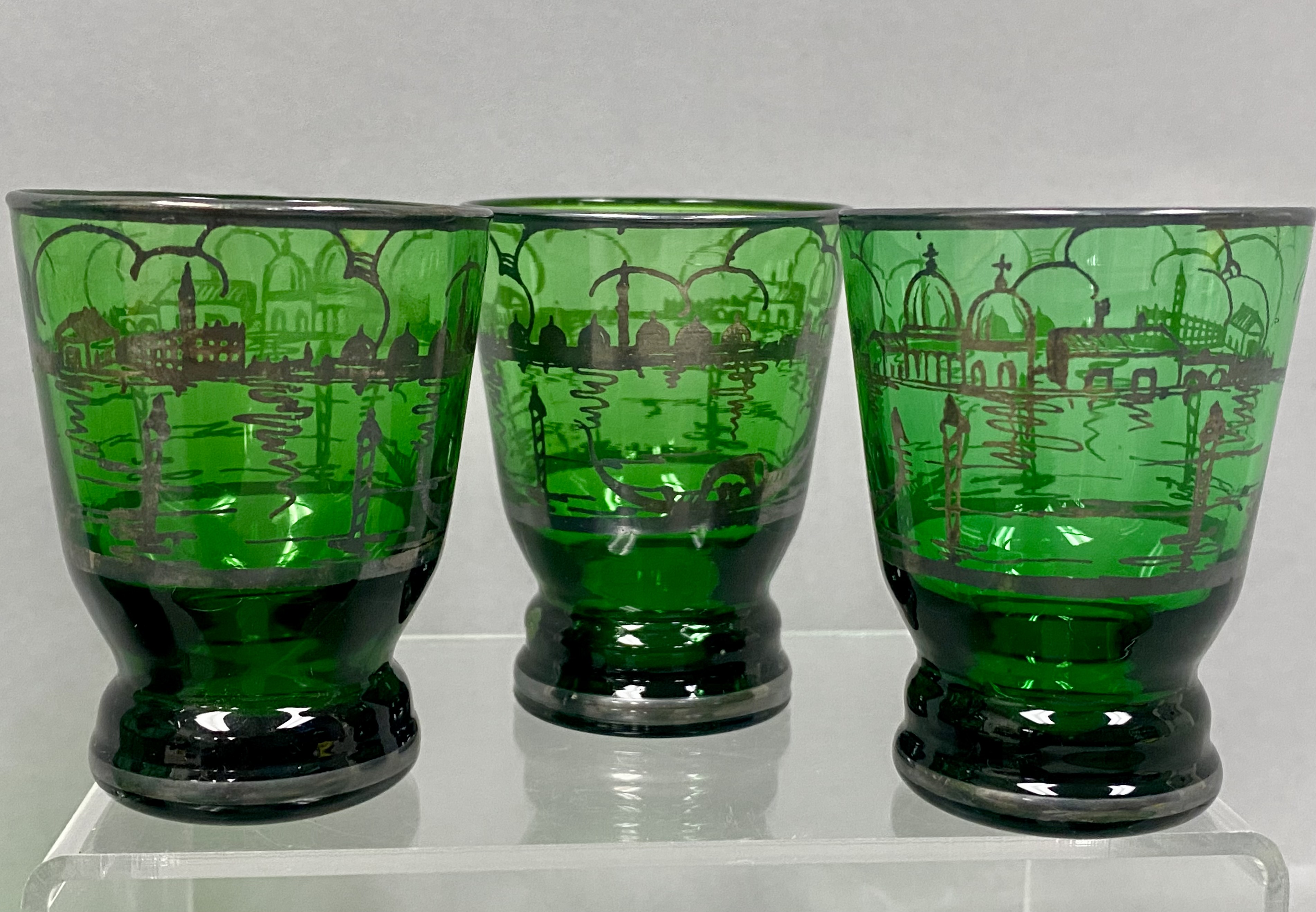 Venetian Green Glass Decanter Set
