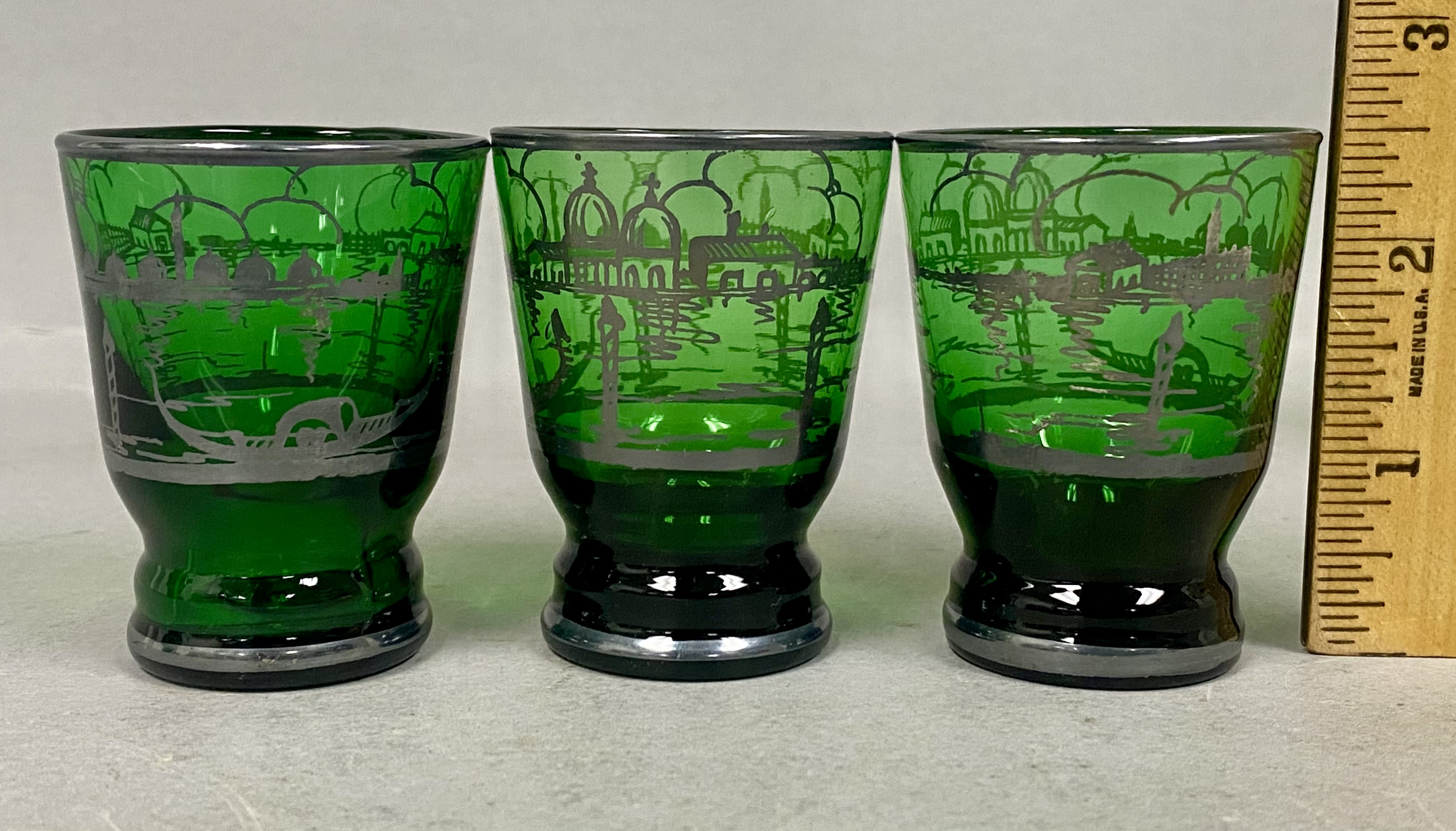 Venetian Green Glass Decanter Set