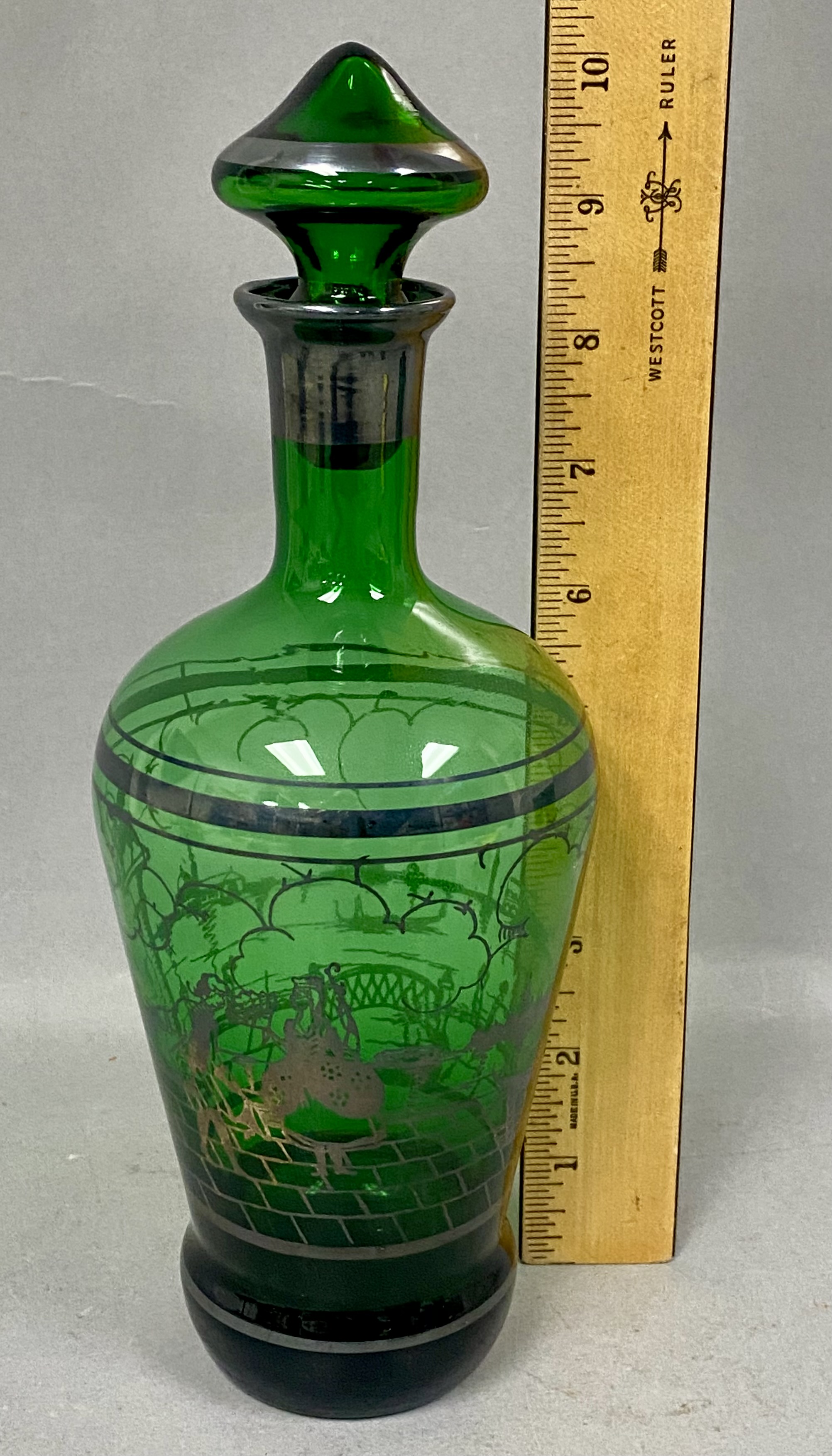Venetian Green Glass Decanter Set