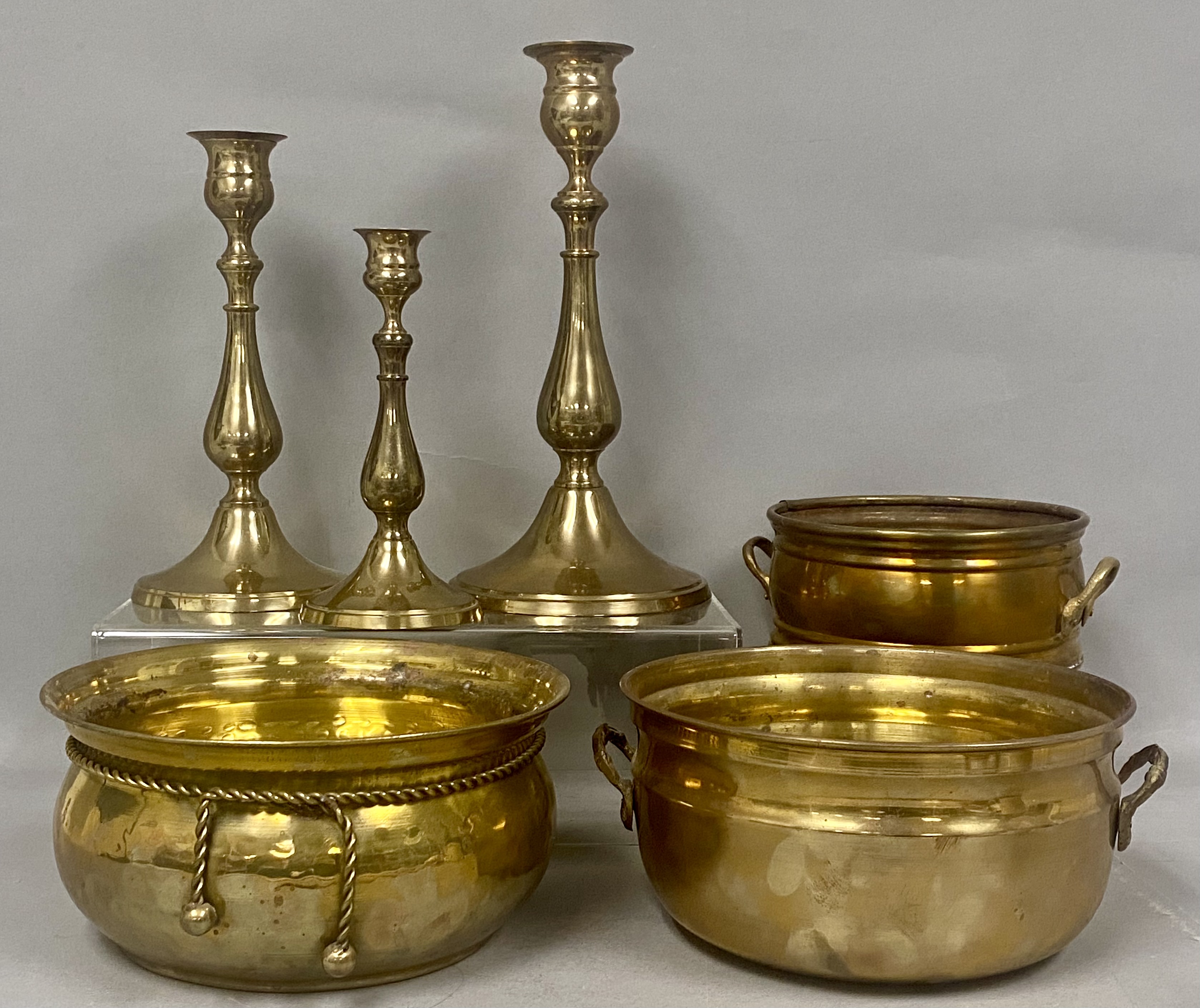 India Brass Candlesticks & Planters