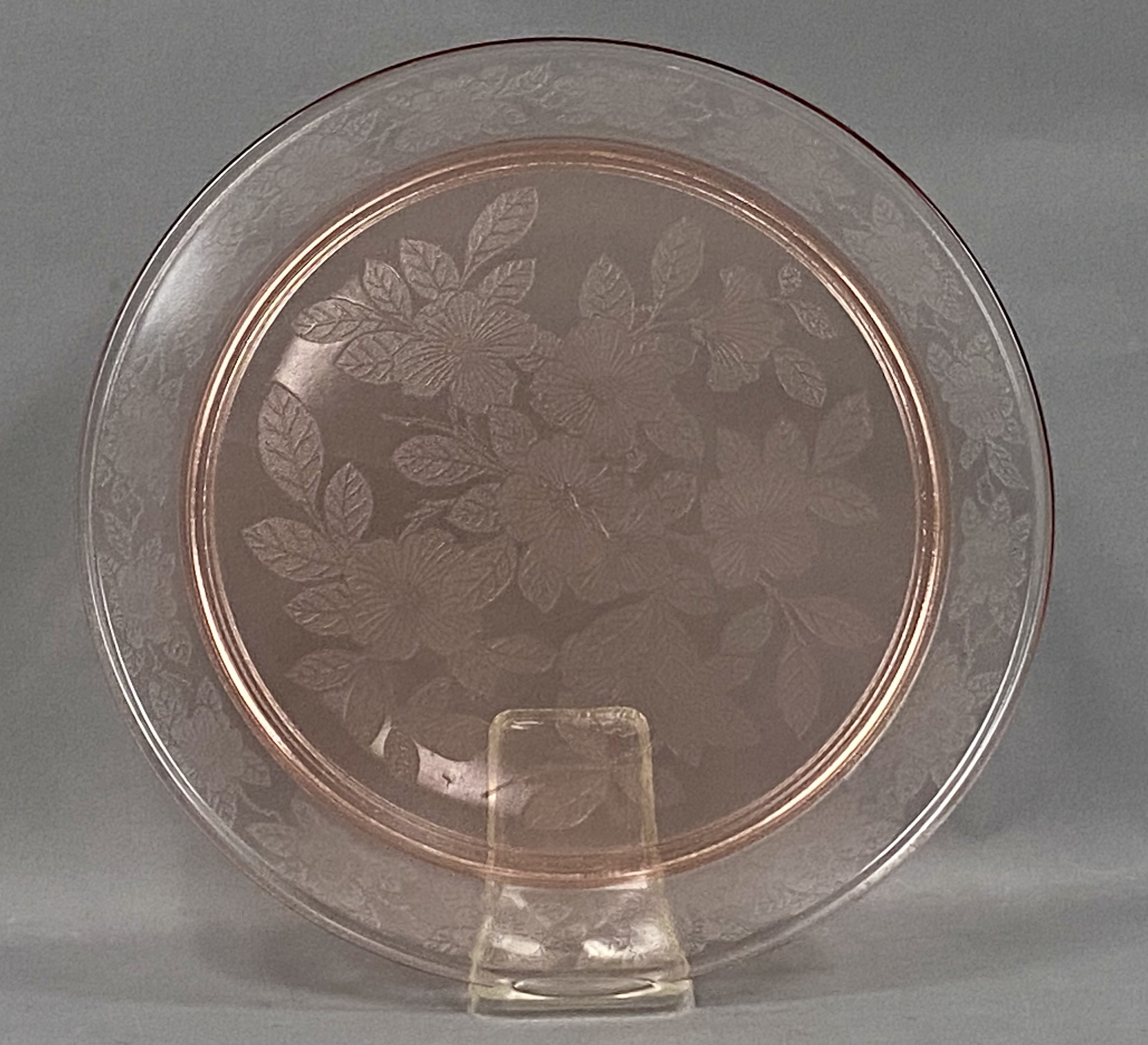 Pink Dogwood Pressed Glass Chop Plate