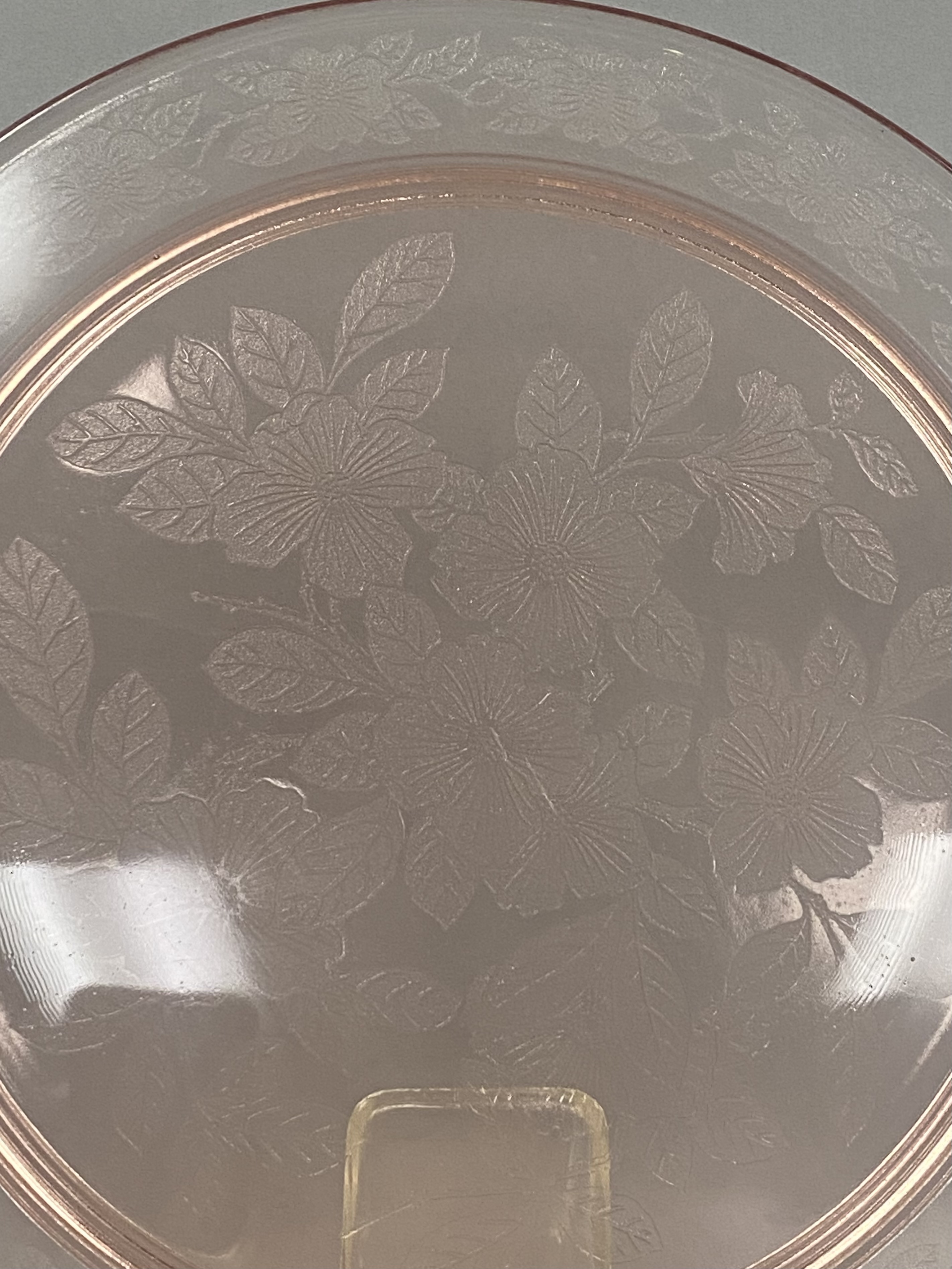 Pink Dogwood Pressed Glass Chop Plate
