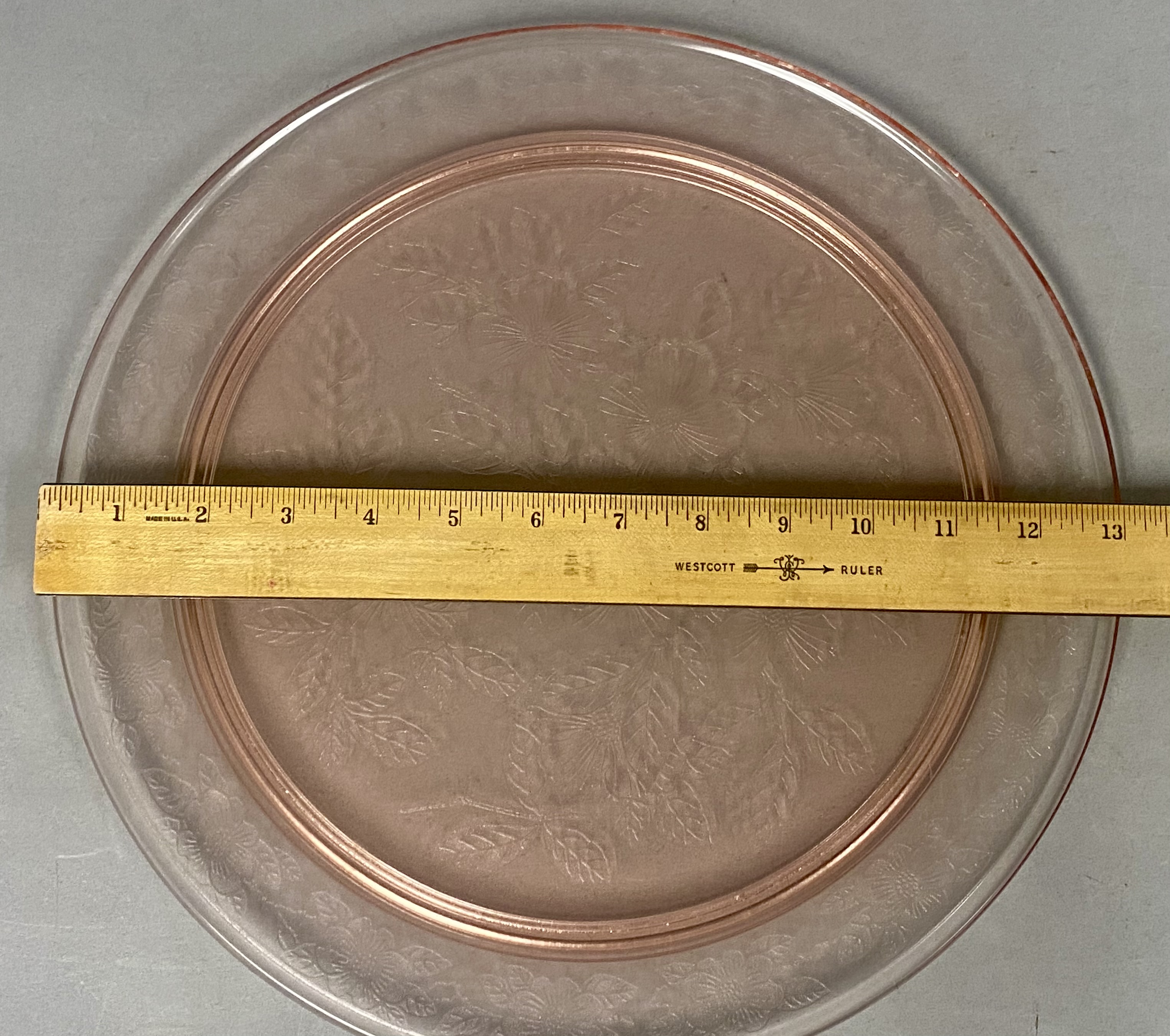 Pink Dogwood Pressed Glass Chop Plate