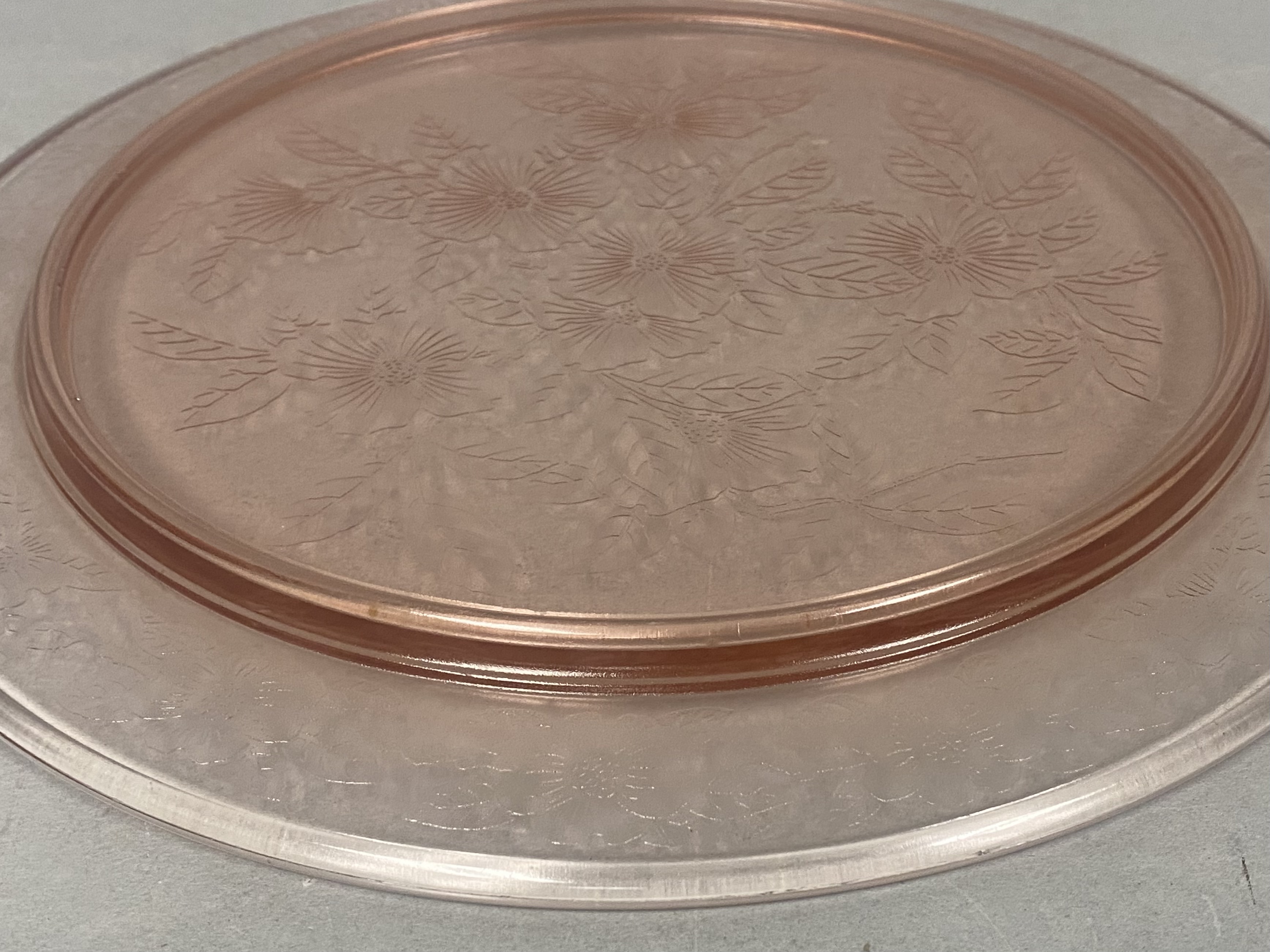 Pink Dogwood Pressed Glass Chop Plate