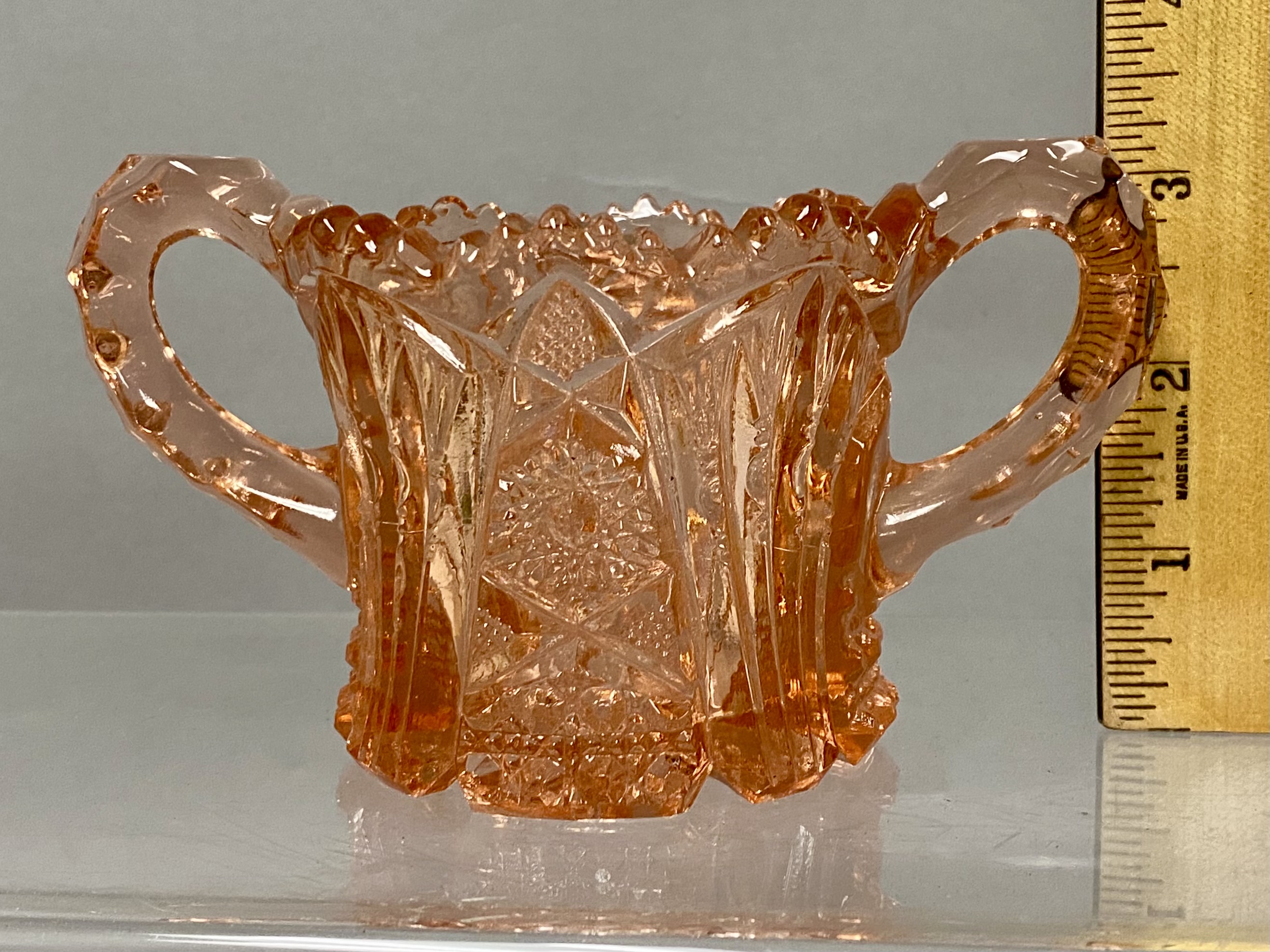 Pink Pressed Glass Creamer & Open Sugar Bowl