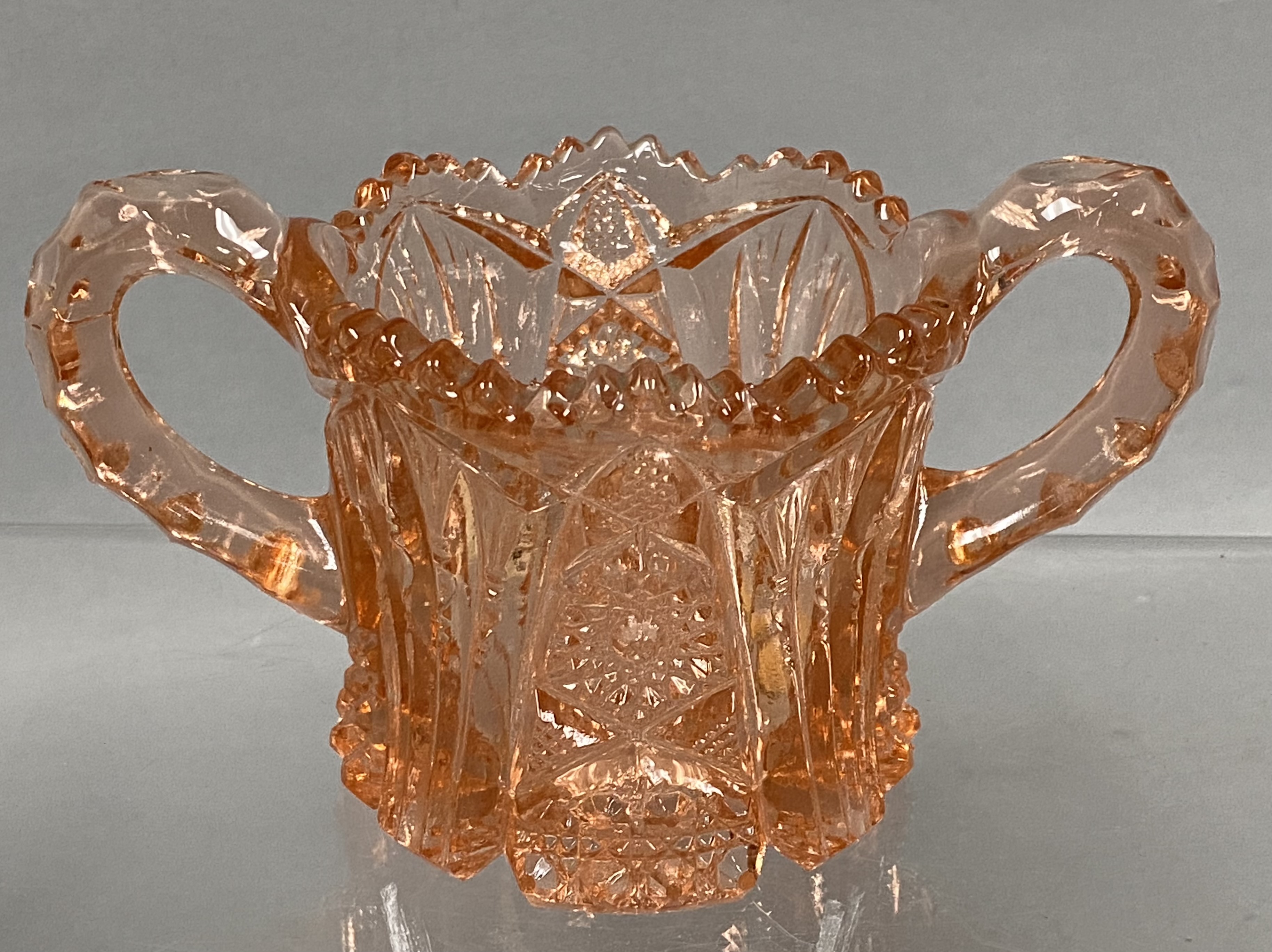 Pink Pressed Glass Creamer & Open Sugar Bowl
