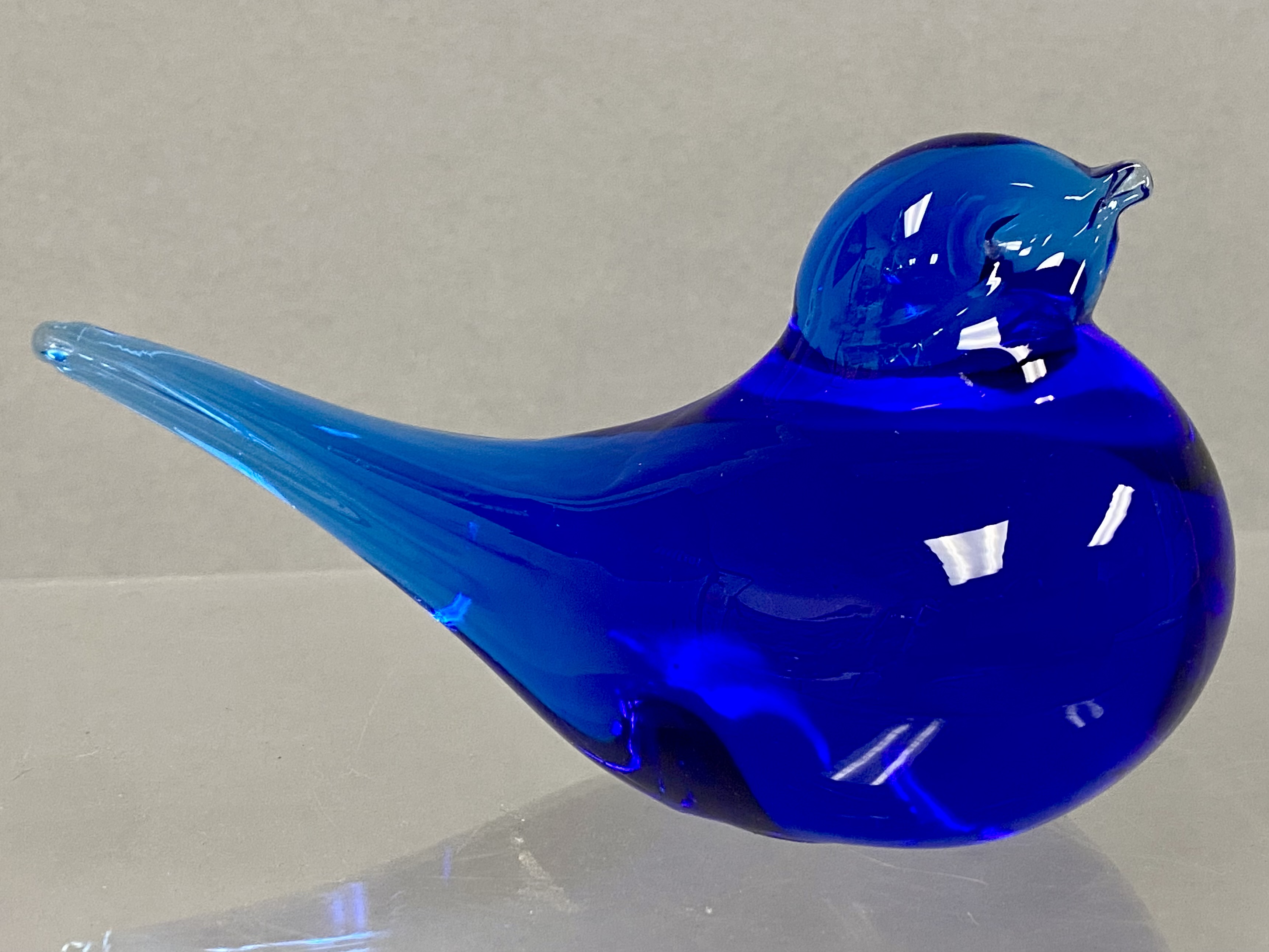 Cobalt Art Glass Bird Figurine