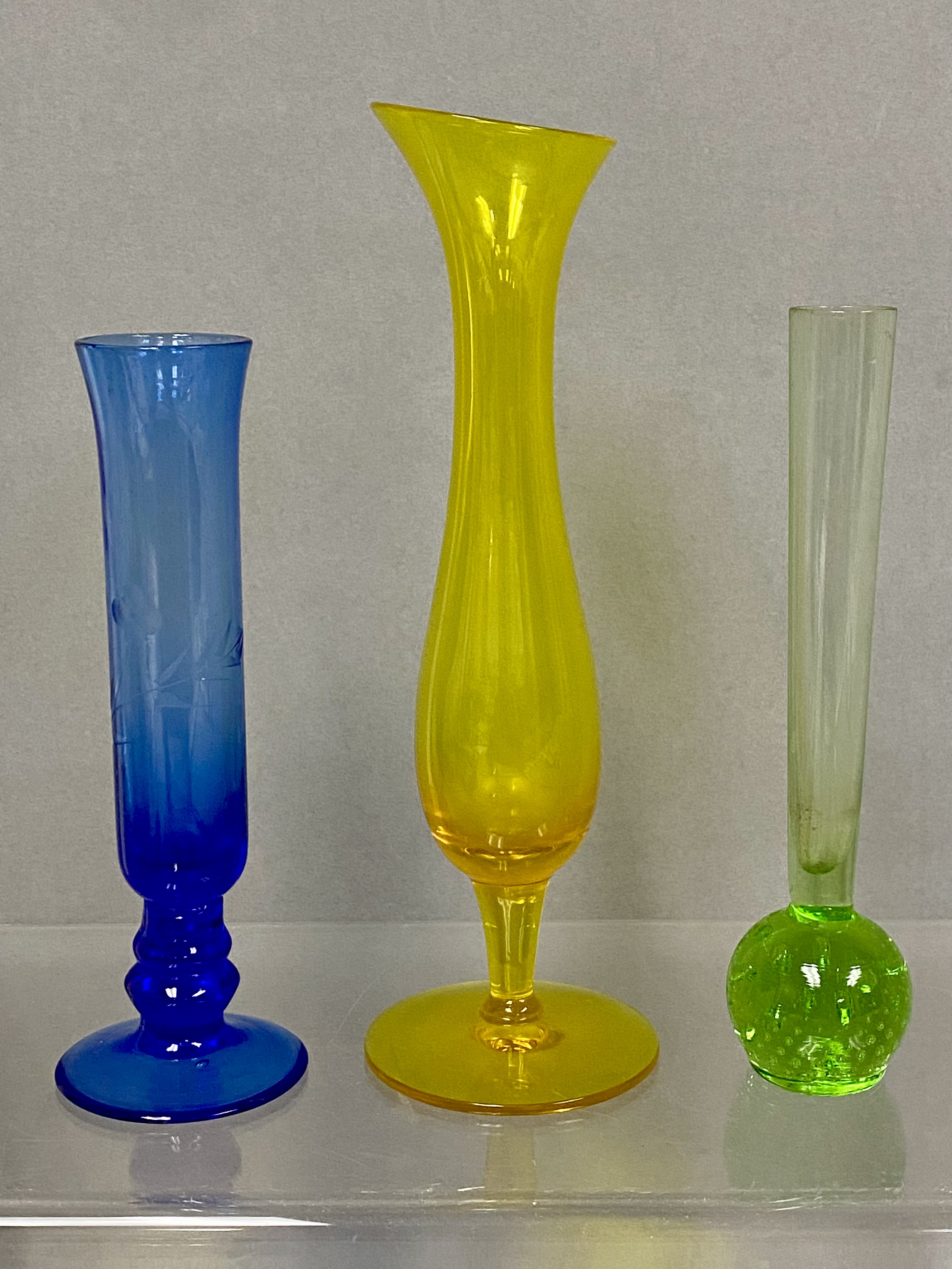 3 Blown Glass Bud Vases