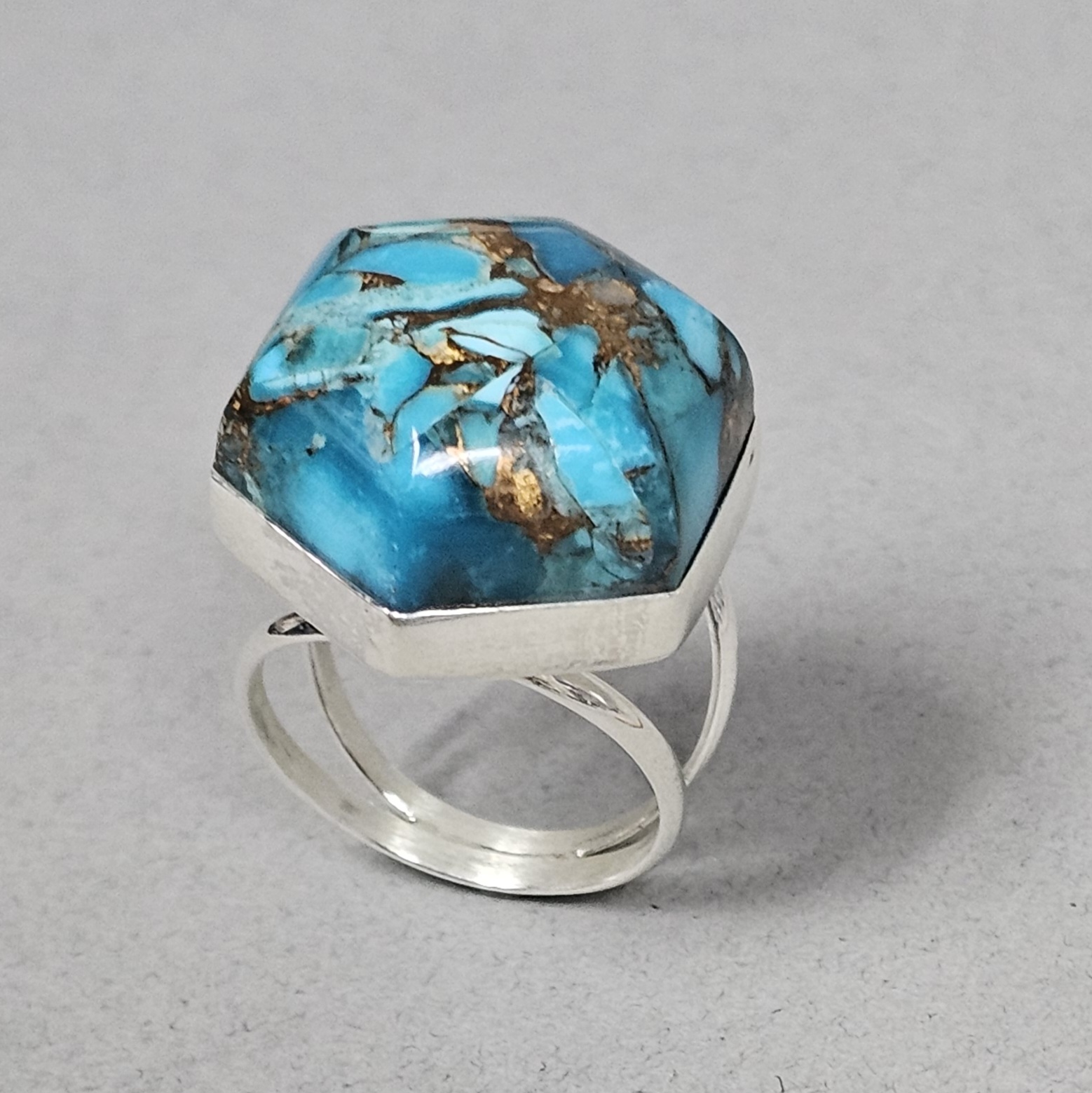 Jay King Sterling Copper Turquoise Ring 13.4 Grams