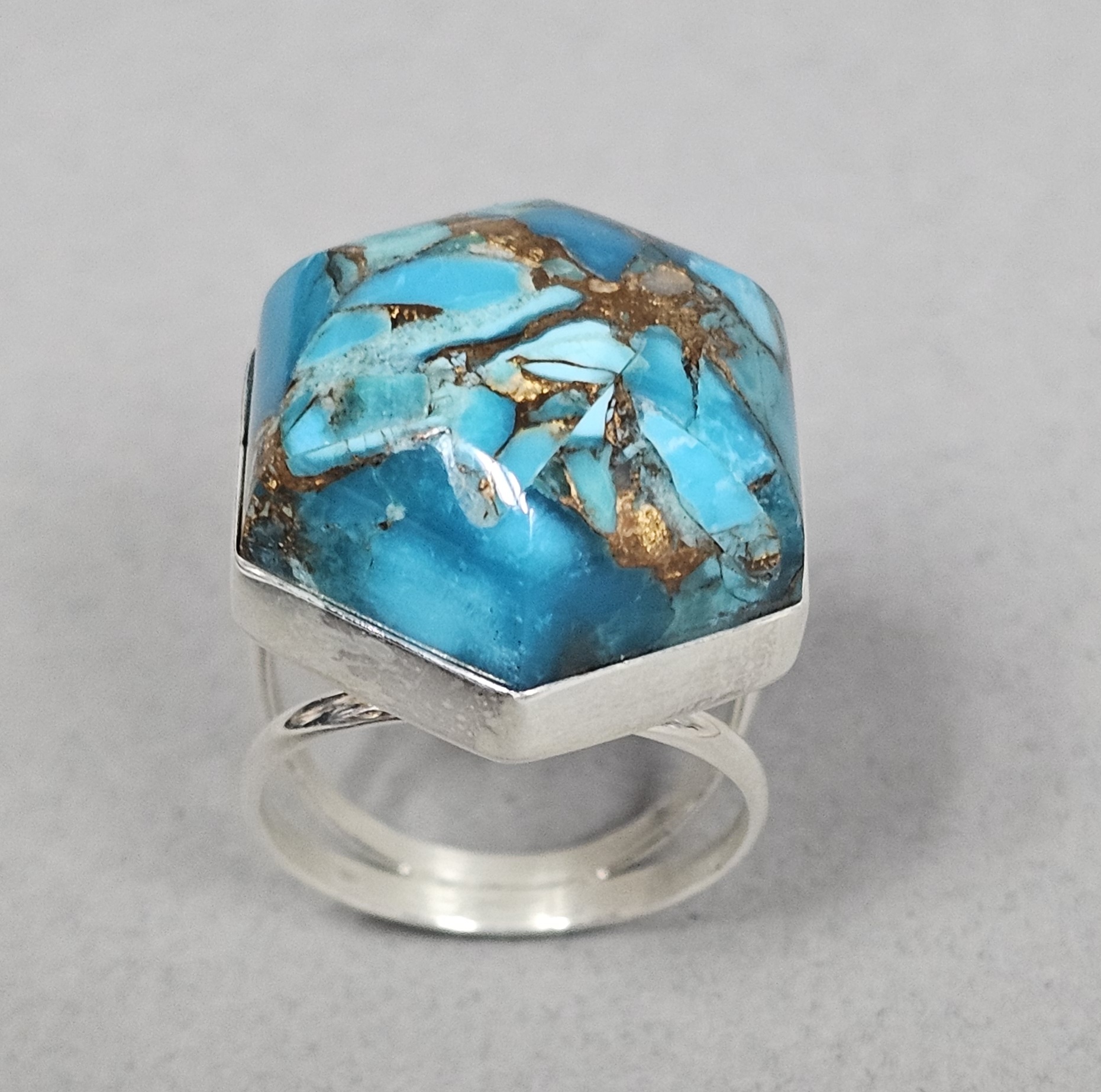 Jay King Sterling Copper Turquoise Ring 13.4 Grams