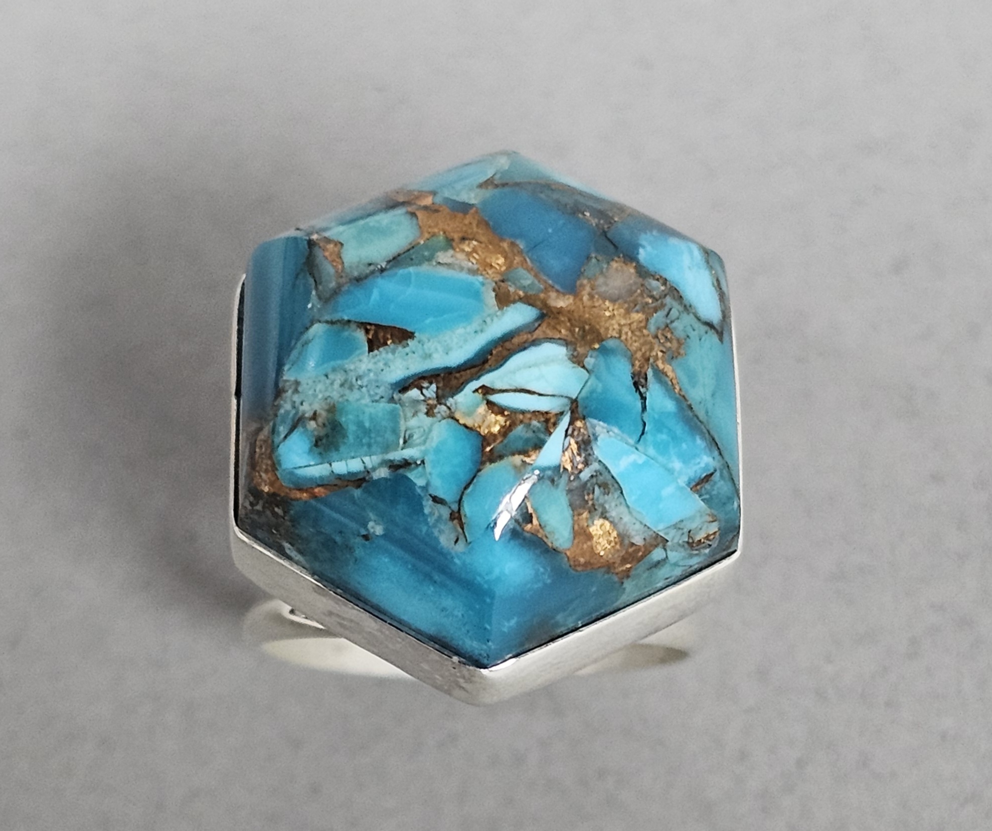 Jay King Sterling Copper Turquoise Ring 13.4 Grams