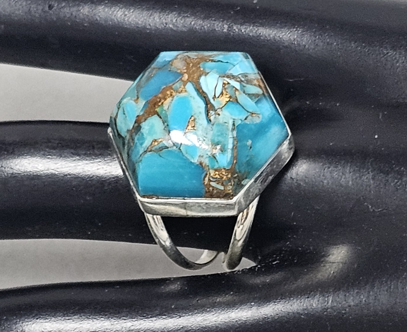 Jay King Sterling Copper Turquoise Ring 13.4 Grams