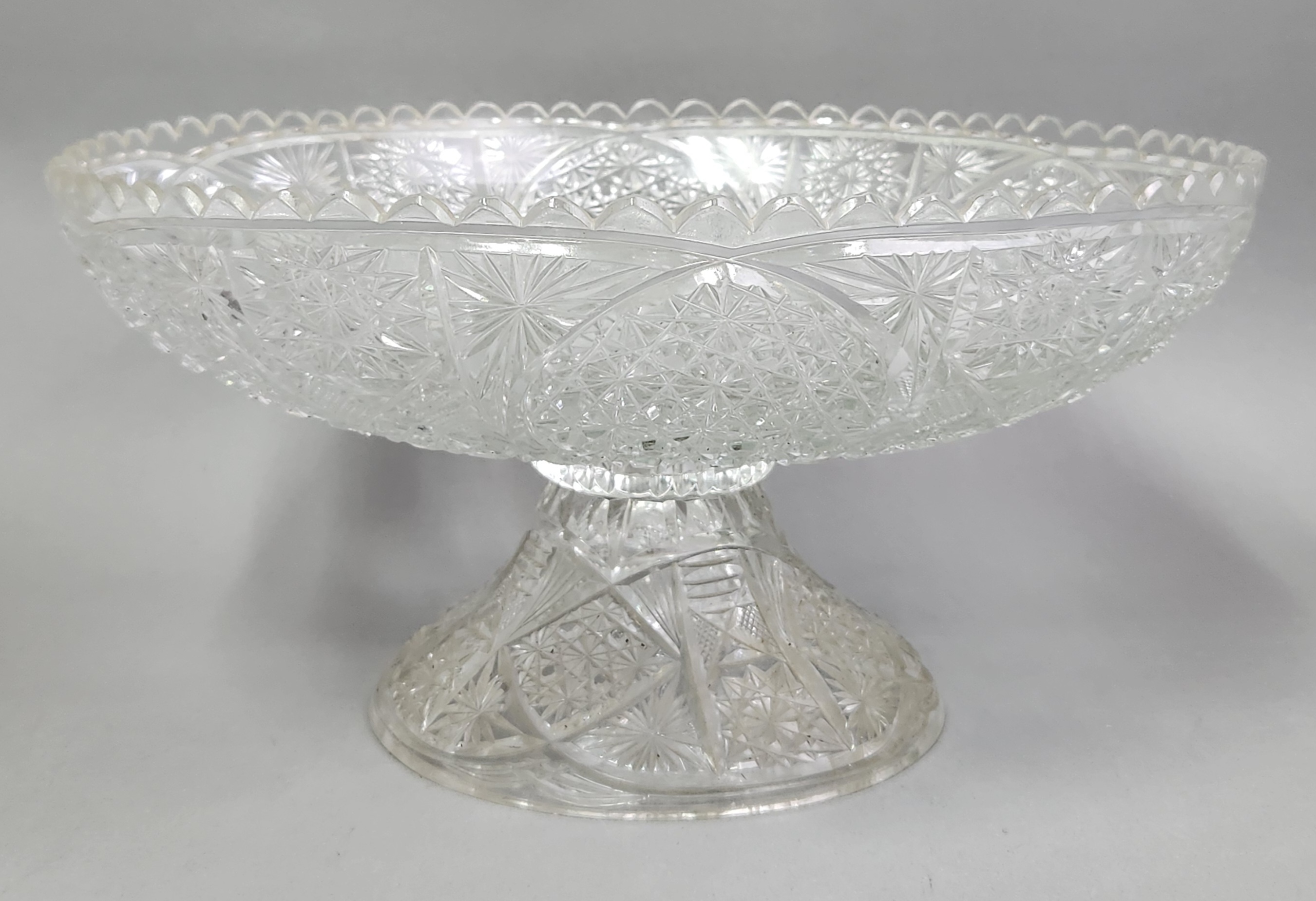 American Brilliant Cut Glass Pedestal Bowl