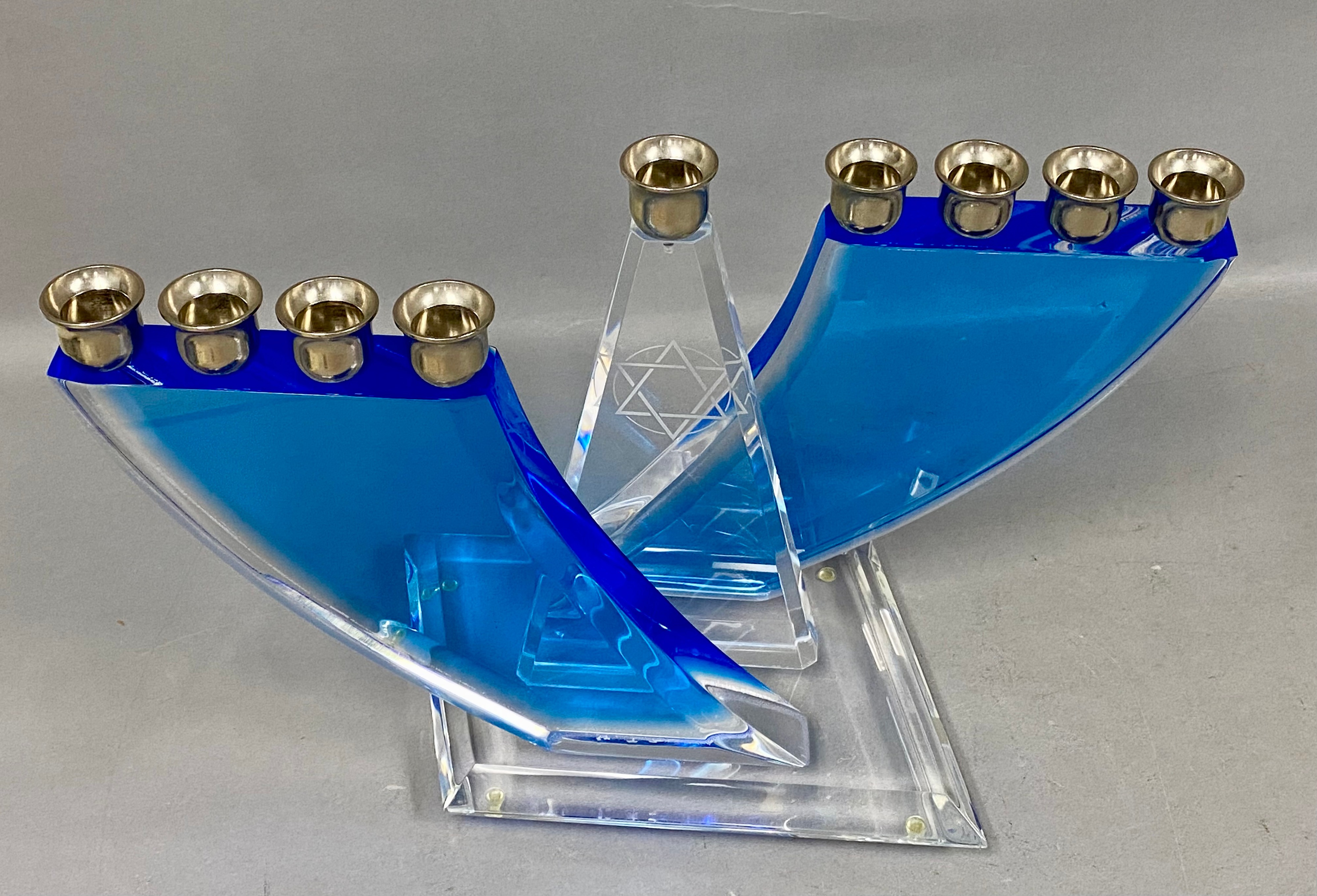 Henri Acrylic & Silver-Plated Geometric Menorah
