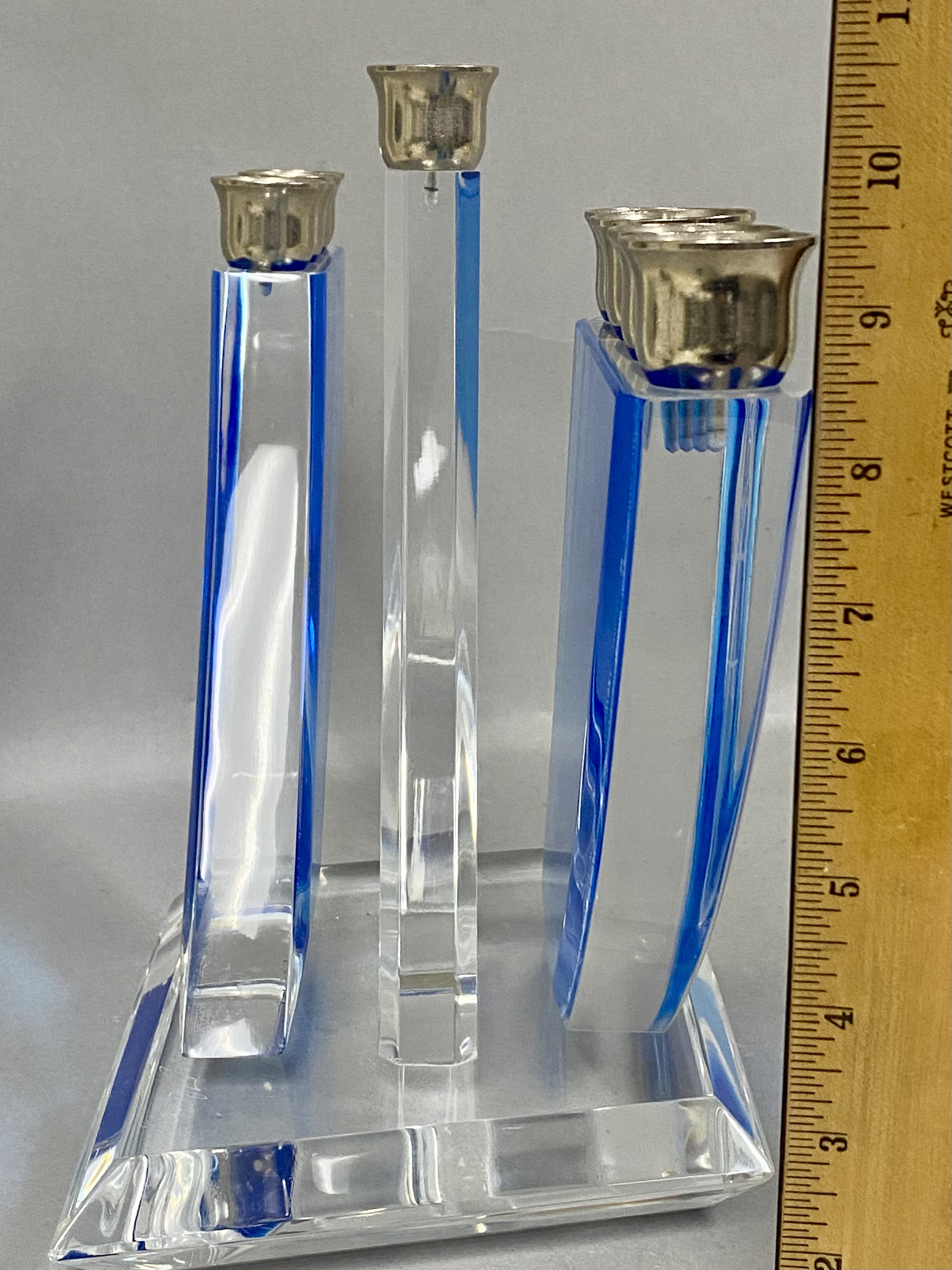 Henri Acrylic & Silver-Plated Geometric Menorah