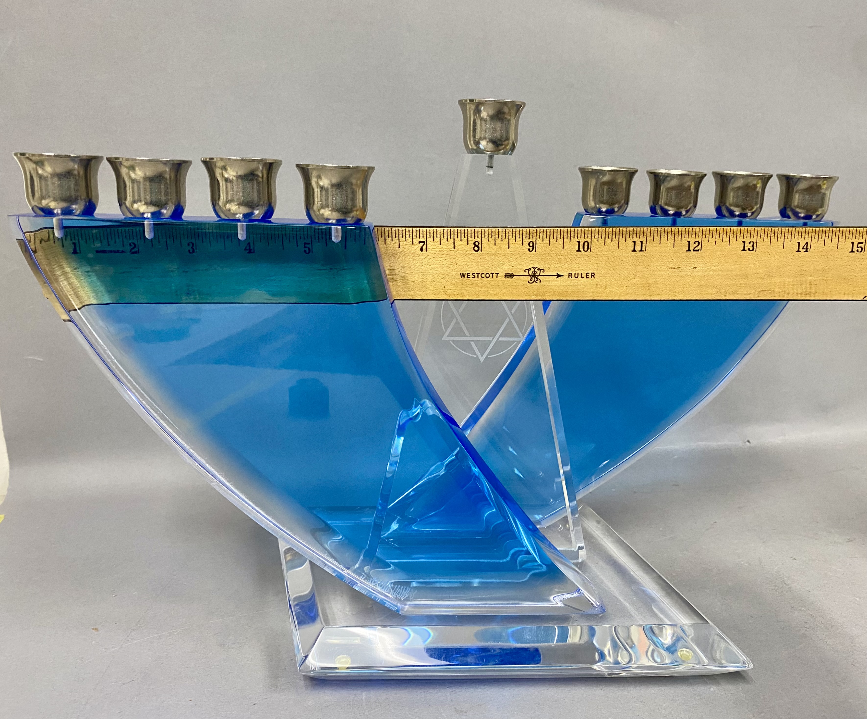 Henri Acrylic & Silver-Plated Geometric Menorah