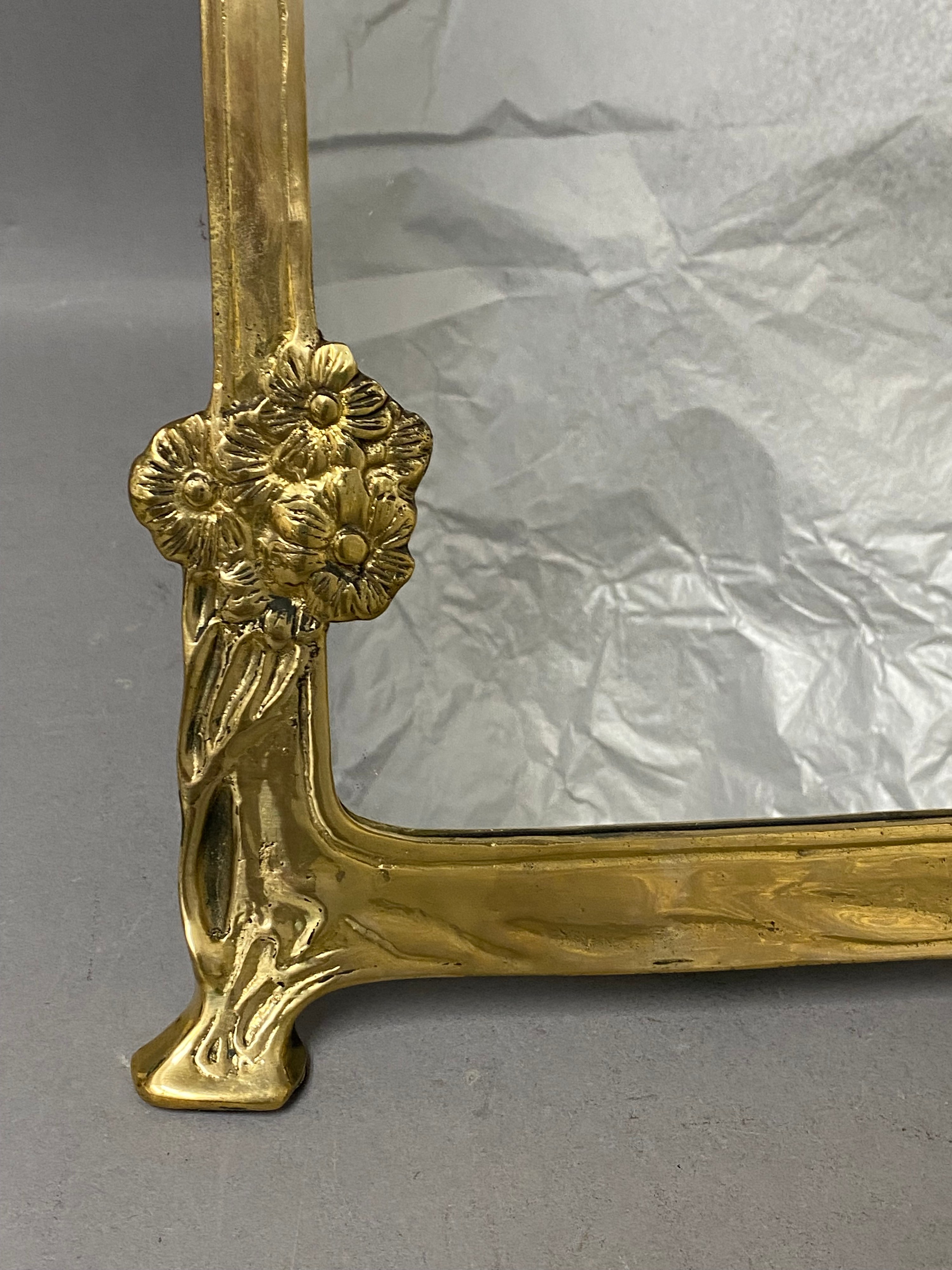 Art Nouveau Brass Framed Vanity Mirror