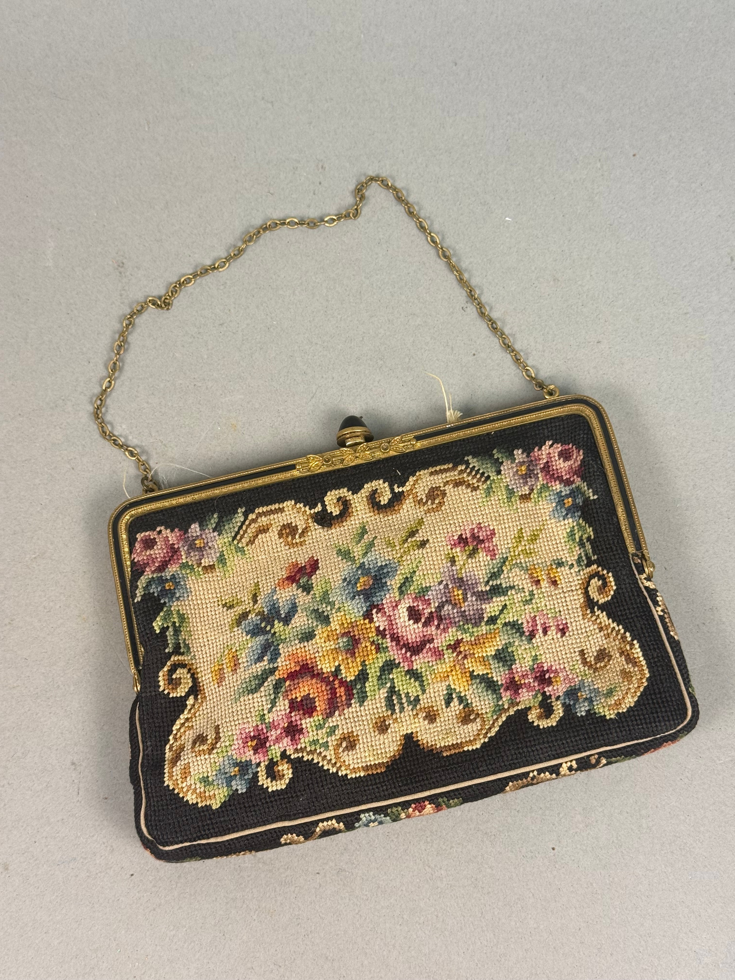 Austrian Petit Point Floral Evening Bag