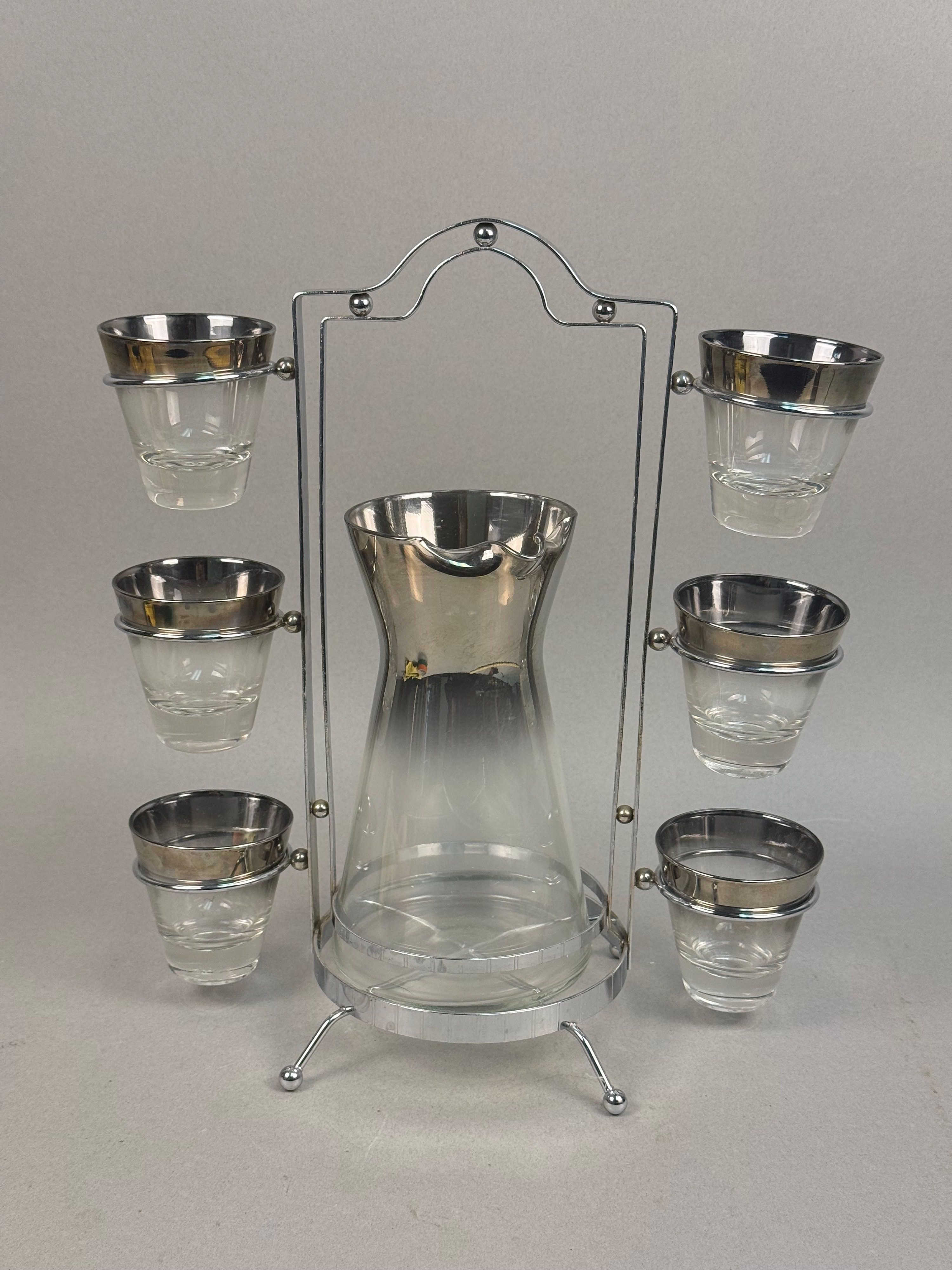 Silver Fade Glass Pitcher & Caddy Set