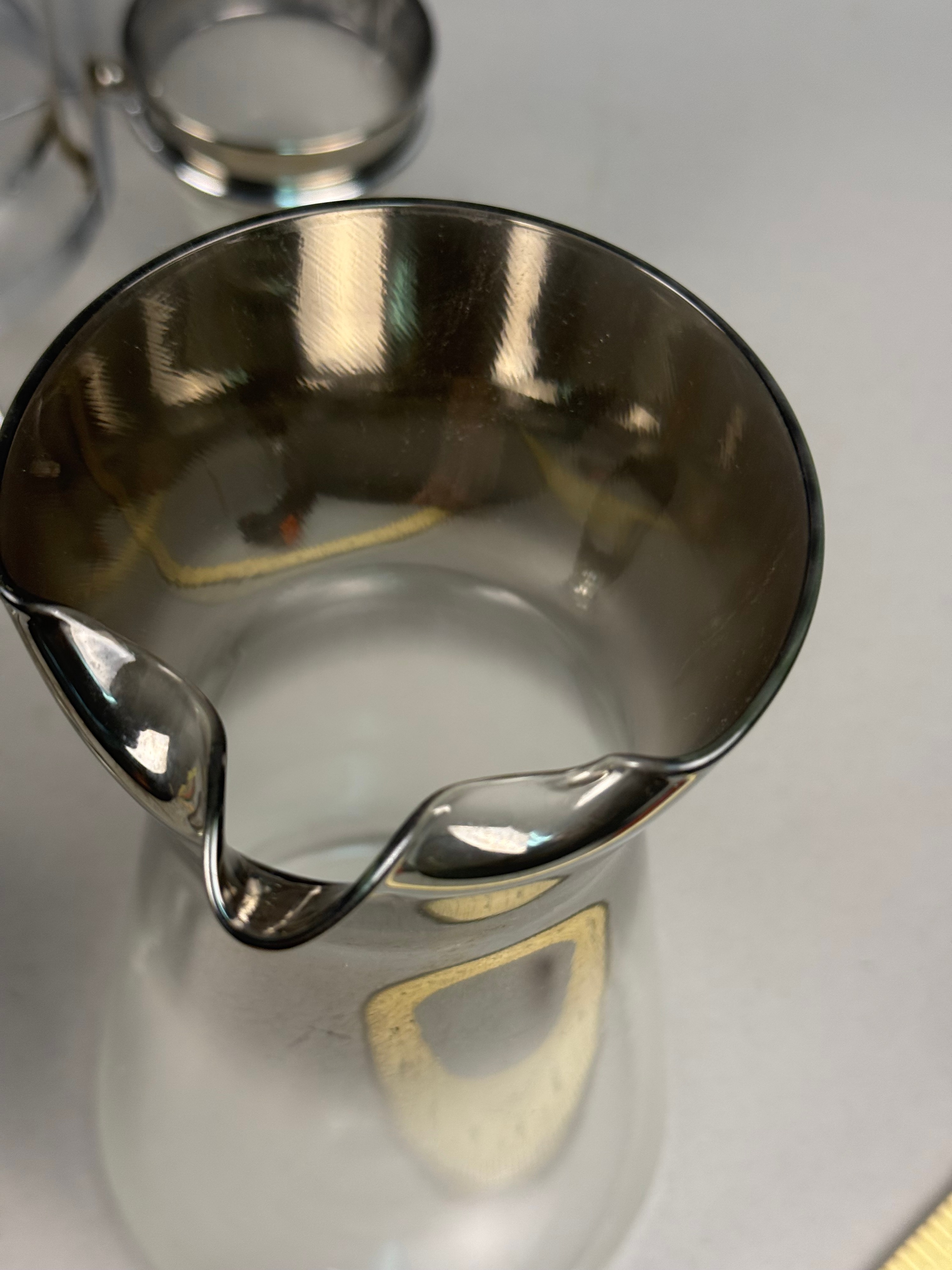 Silver Fade Glass Pitcher & Caddy Set