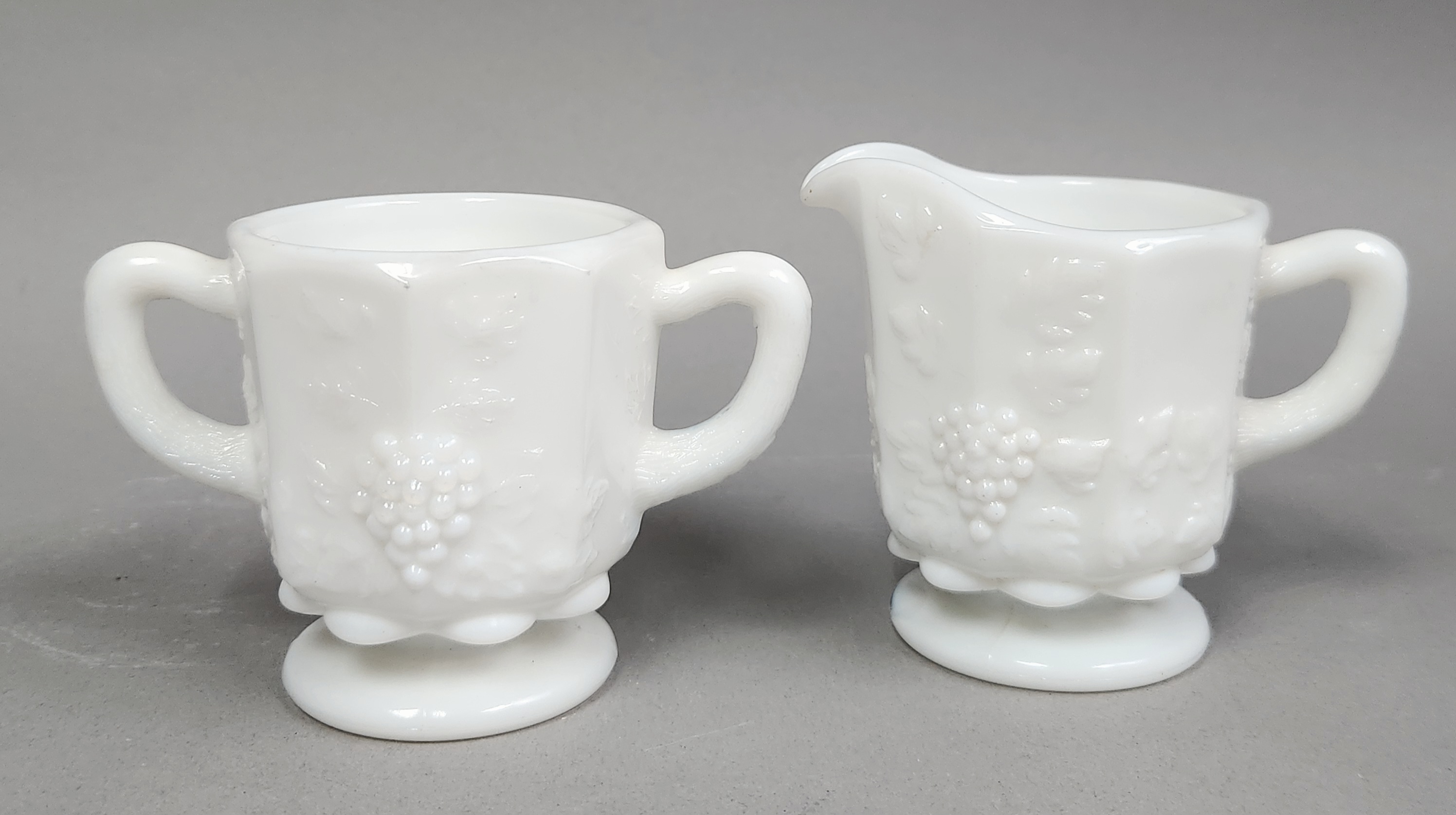 Westmoreland Grape Milk Glass Pitcher Trio