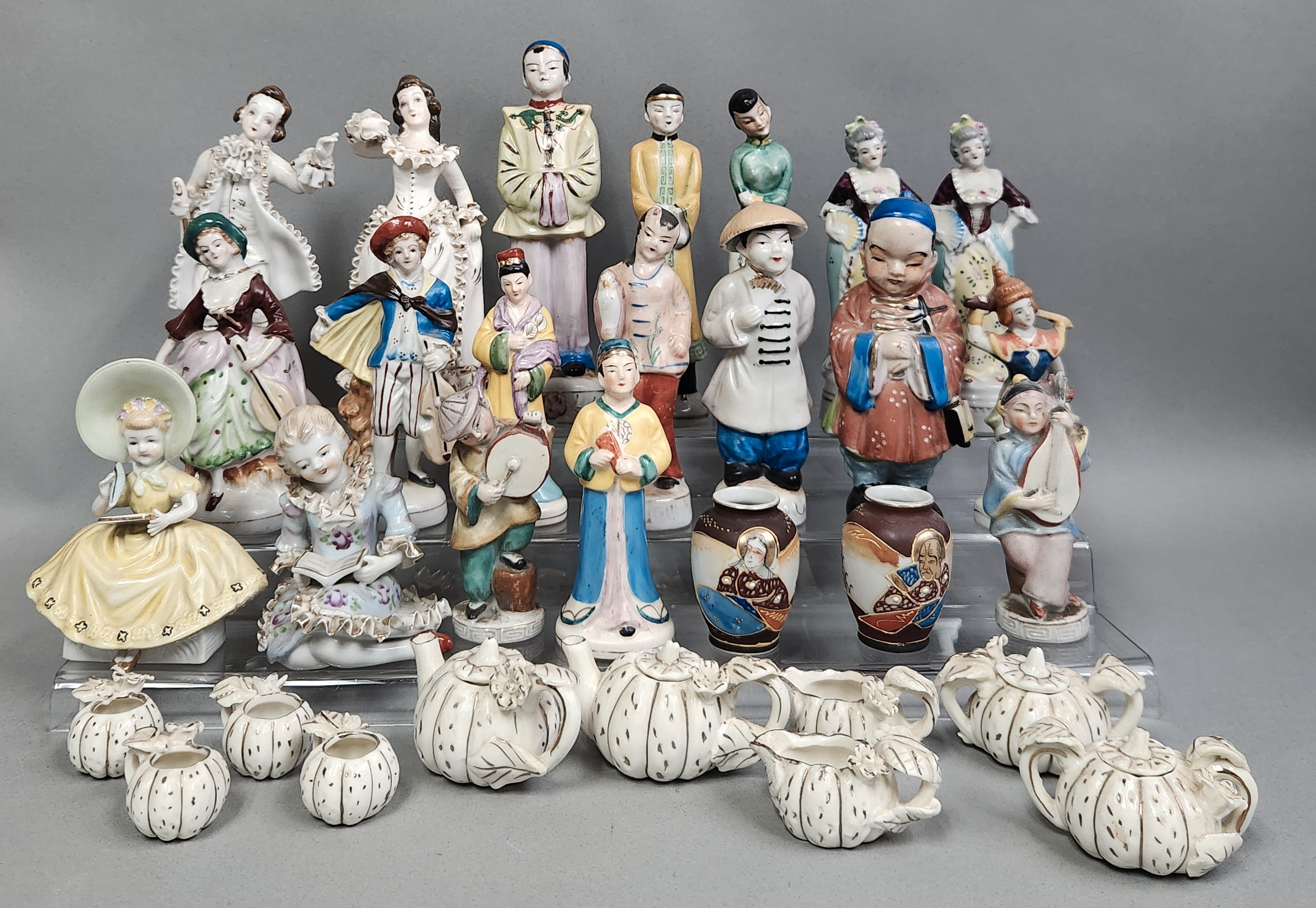 Collection Porcelain Figurines & Tea Set