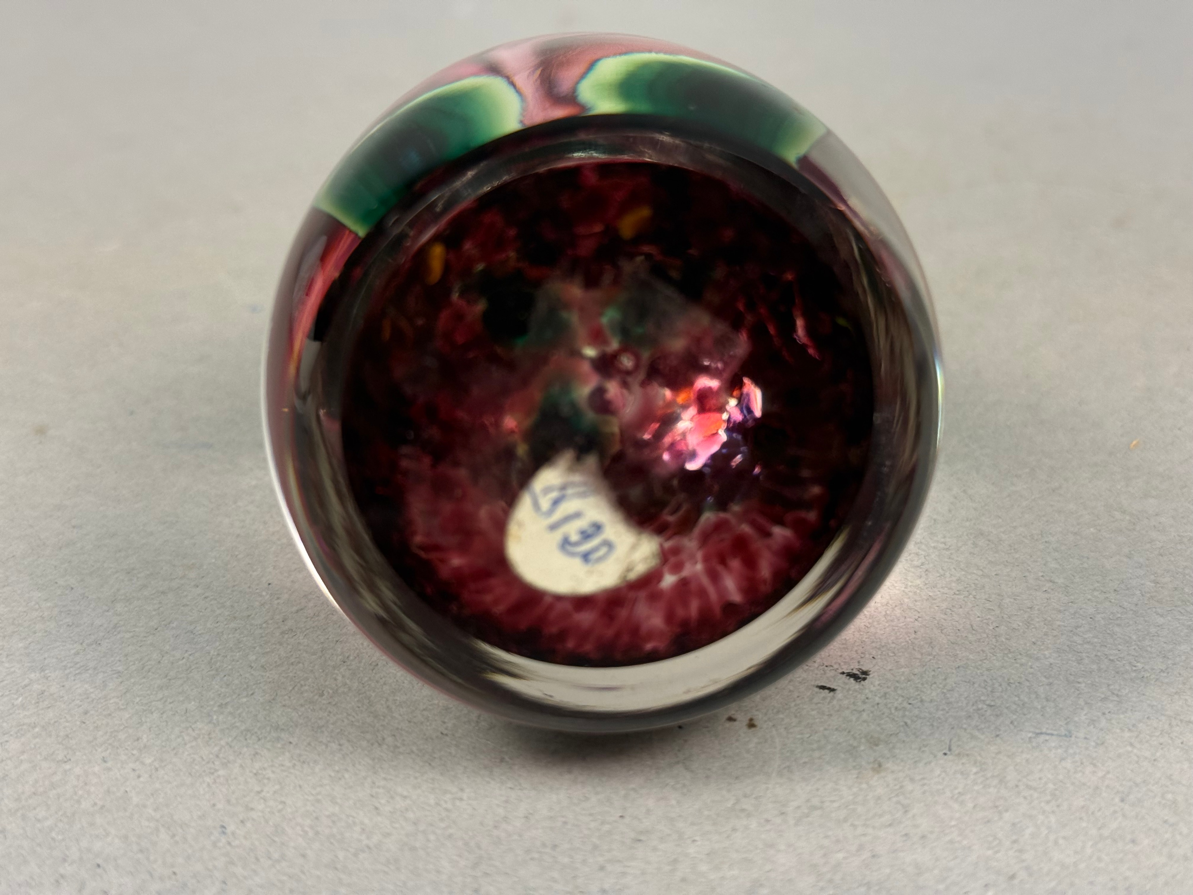 Floral Lampwork Glass Egg Paperweight